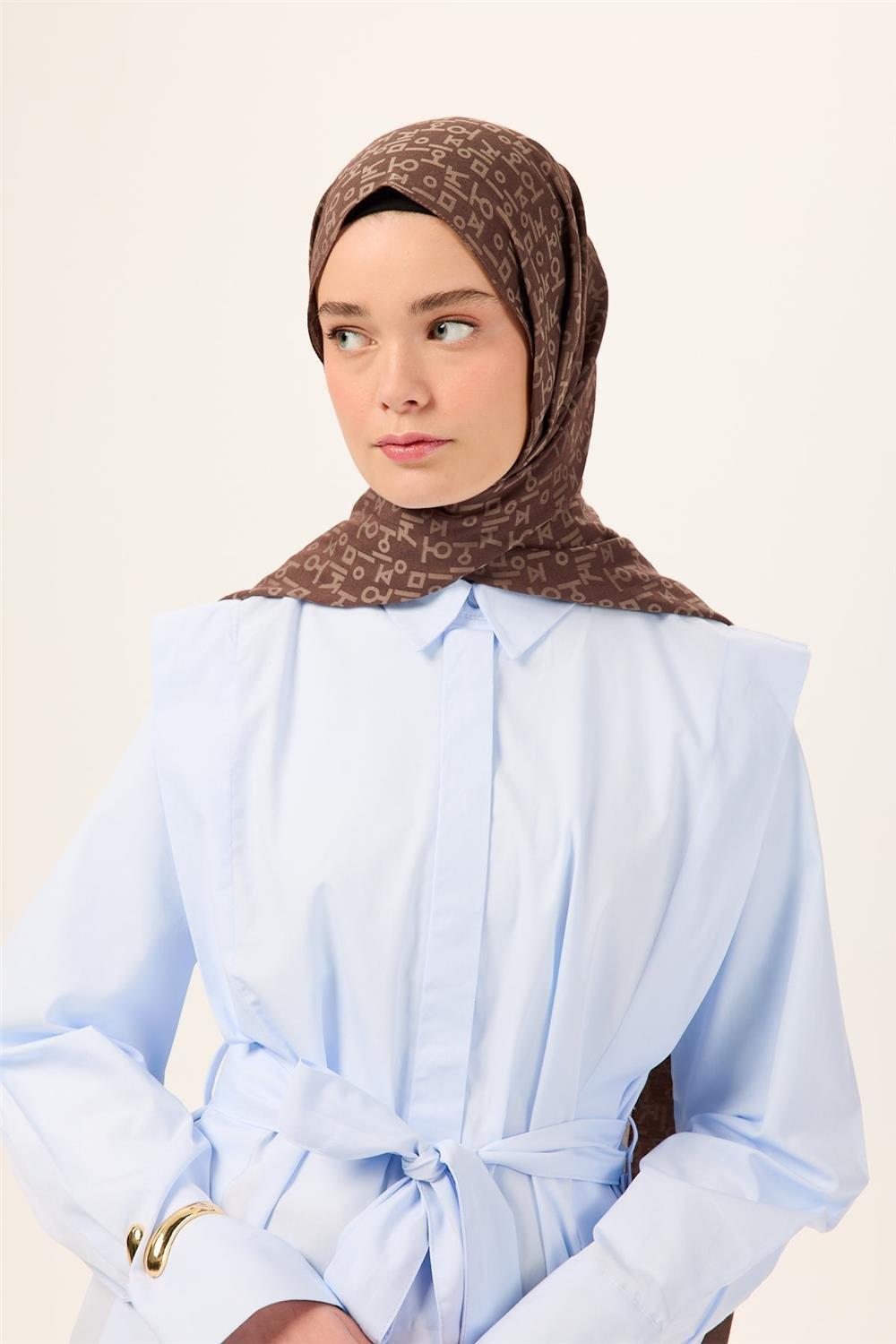 Pamuklu Liva Şal Kahverengi Vizon Nefes Alan Doğal Dokulu 90x200