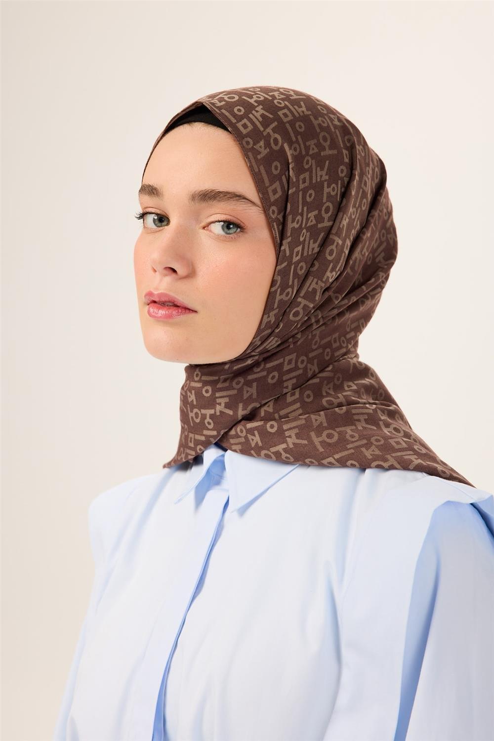 Pamuklu Liva Şal Kahverengi Vizon Nefes Alan Doğal Dokulu 90x200