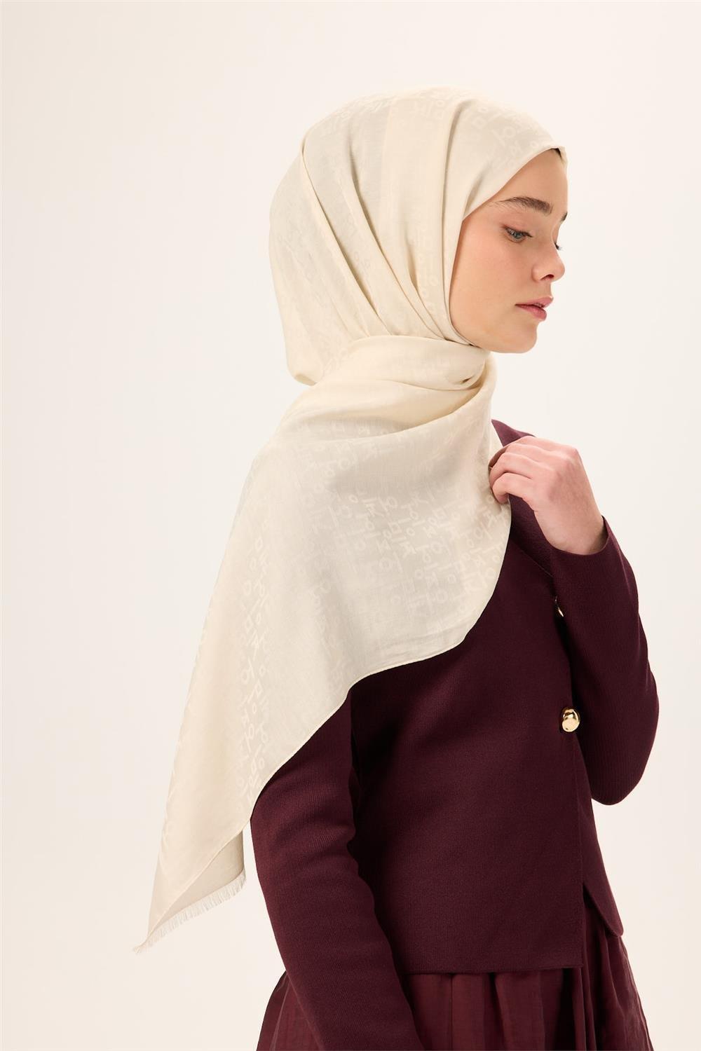 Pamuklu Liva Şal Ekru Nefes Alan Doğal Dokulu 90x200