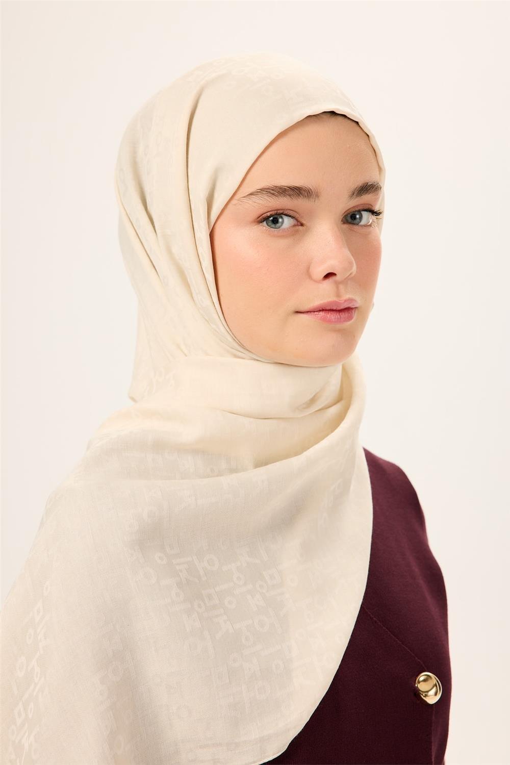 Pamuklu Liva Şal Ekru Nefes Alan Doğal Dokulu 90x200