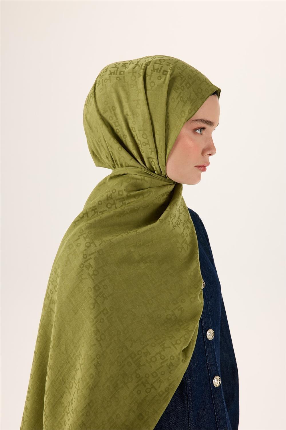 Pamuk Polyester Liva Şal Açık Yeşil Kaymaz Tok Duruşlu 90x200