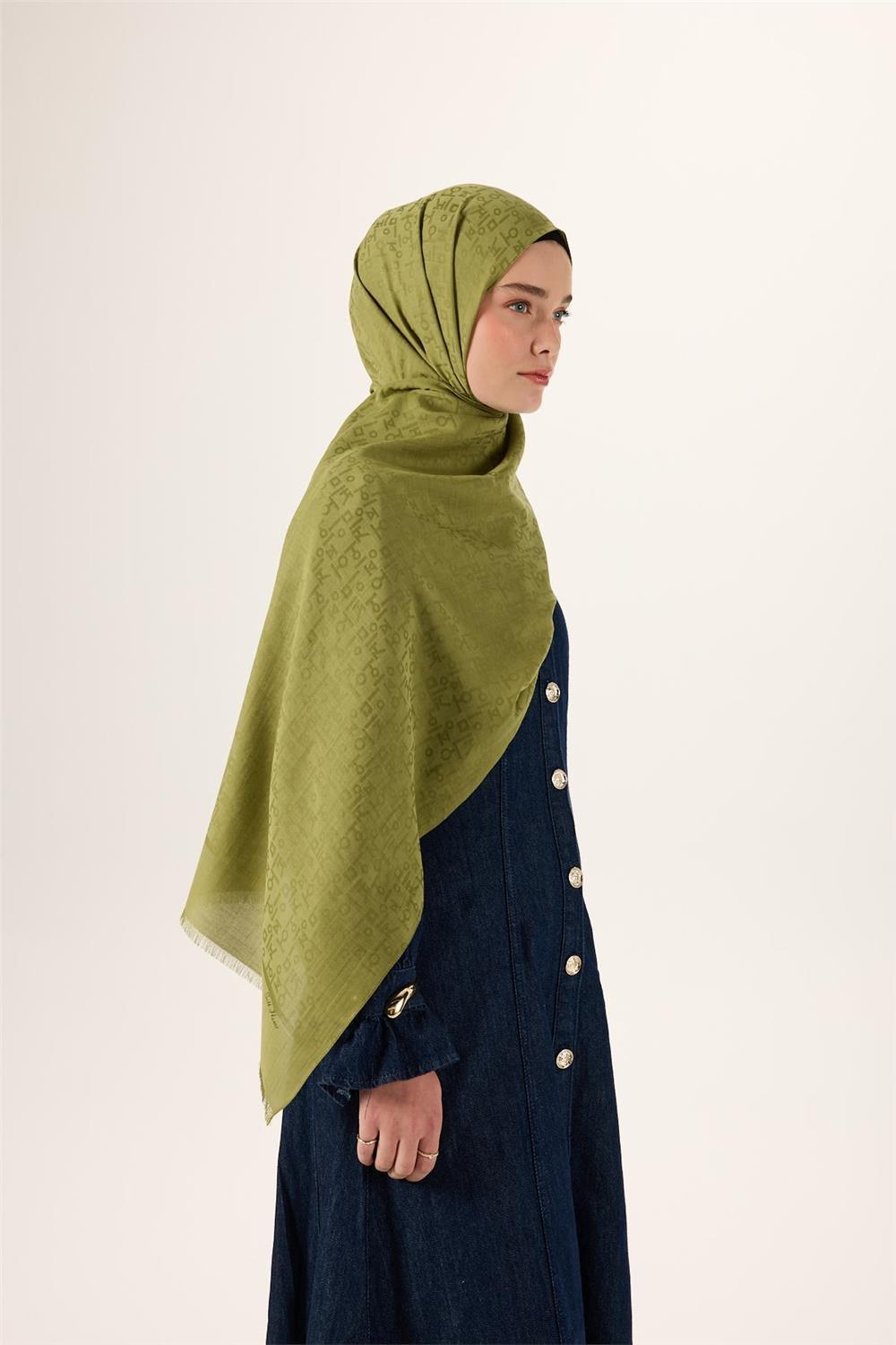 Pamuk Polyester Liva Şal Açık Yeşil Kaymaz Tok Duruşlu 90x200