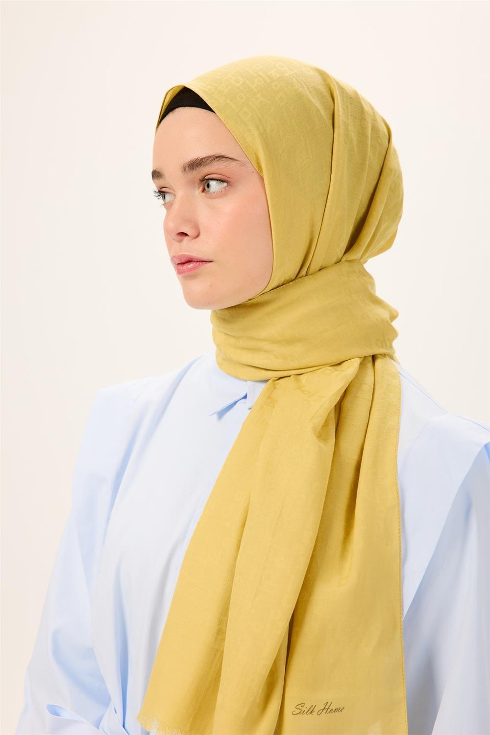 Pamuk Polyester Liva Şal Sarı Nefes Alan Dokulu 90x200