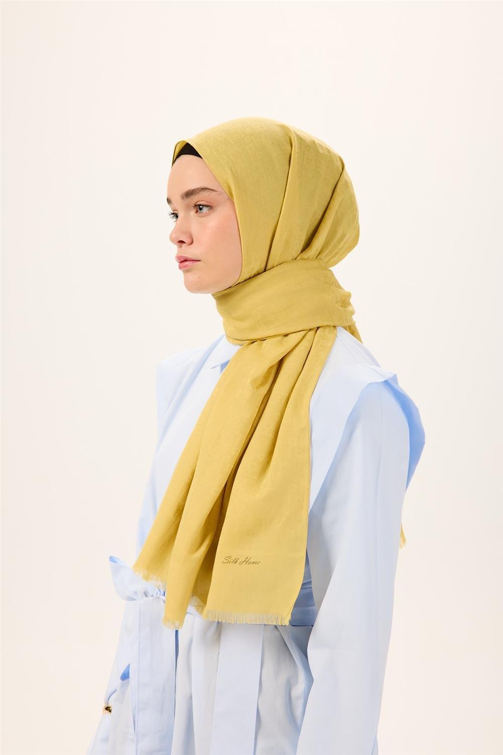 Pamuk Polyester Liva Şal Sarı Nefes Alan Dokulu 90x200