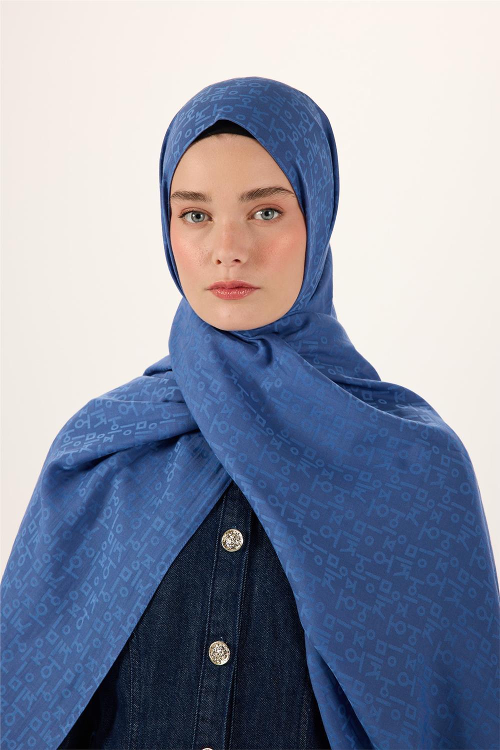 Pamuk Polyester Liva Şal İndigo Nefes Alan Dokulu 90x200