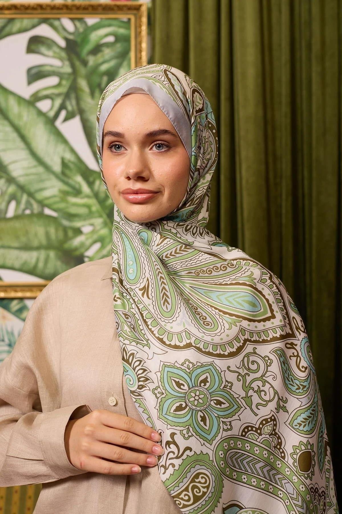 Marrakech Koleksiyon Soft Şal Gri Batalık Yeşili 3048-16