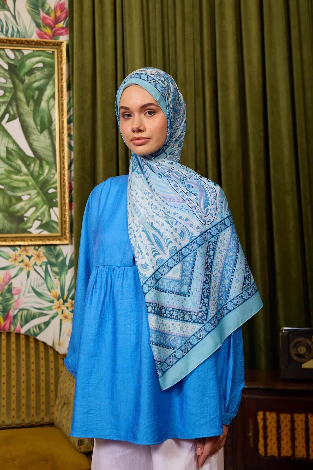 Marrakech Koleksiyon Soft Şal Mavi Buz Mavi 3047-12