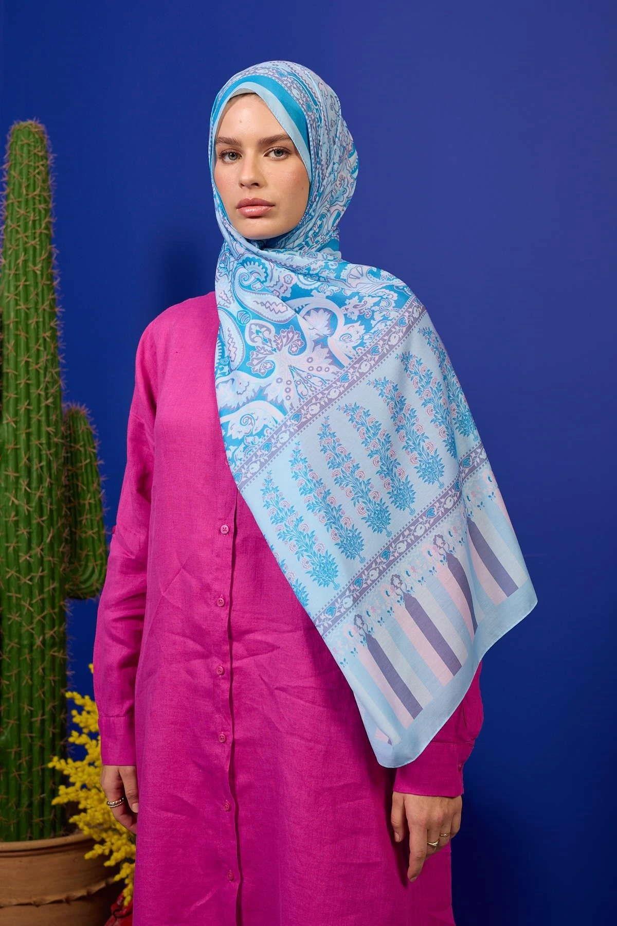 Marrakech Koleksiyon Soft Şal Mavi Turkuaz 3049-09