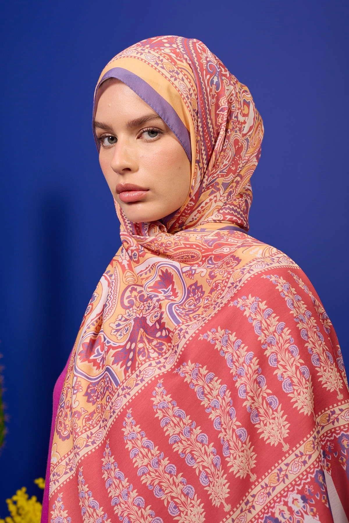 Marrakech Koleksiyon Soft Şal Somon Menekşe 3049-06
