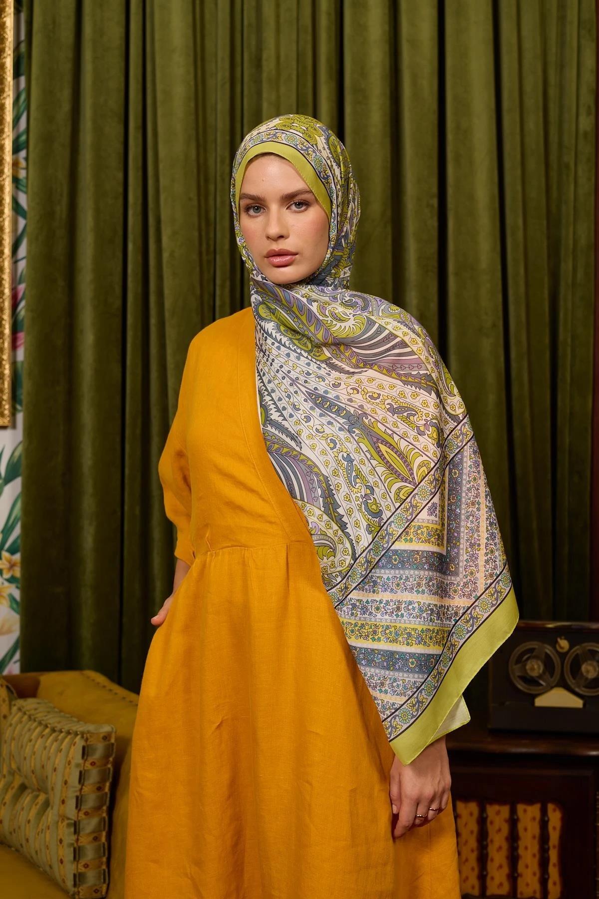 Marrakech Koleksiyon Soft Şal Yağ Yeşili 3047-15