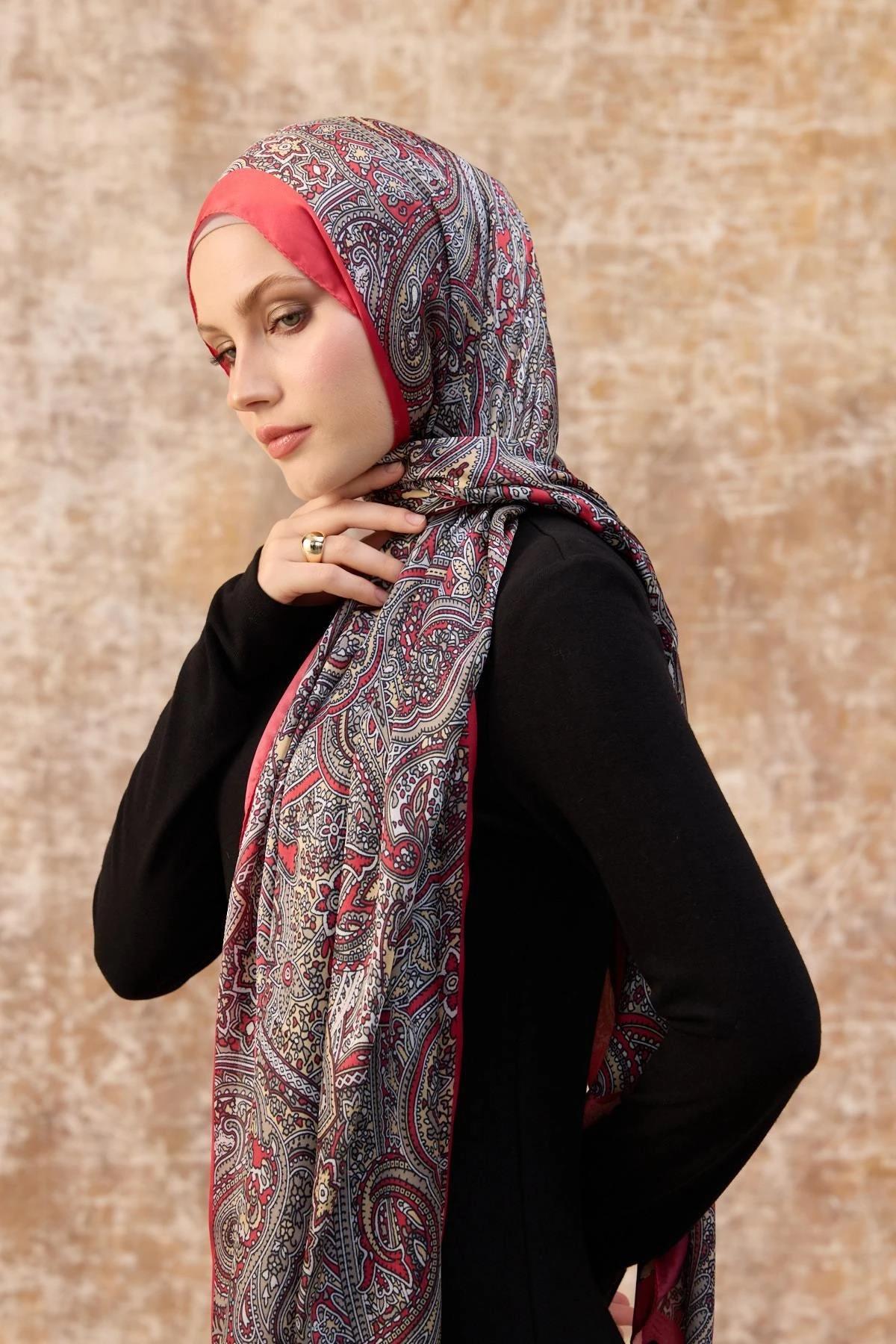 Mercan Hint Vual Şal - 5003-08