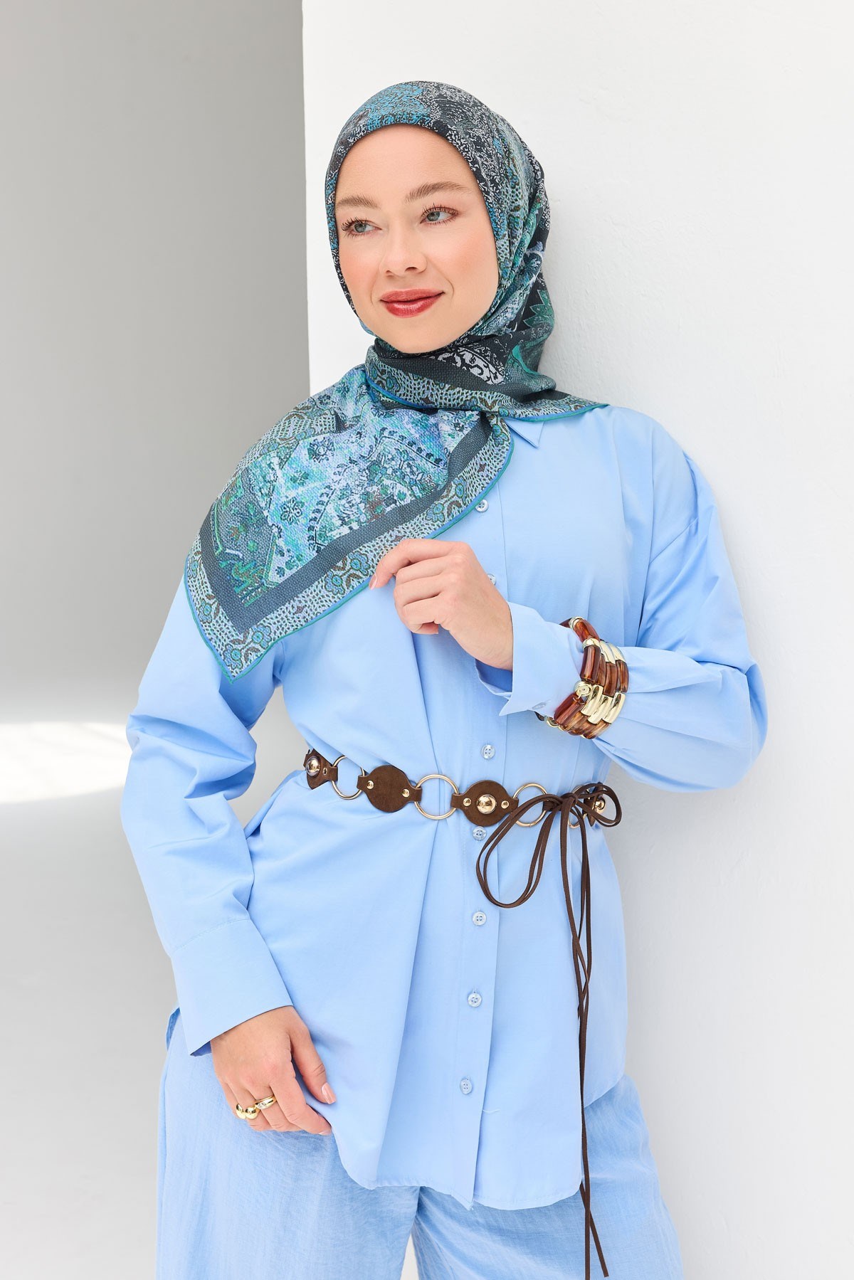 Monare Eşarp Modern Koyu Lacivert 90x90