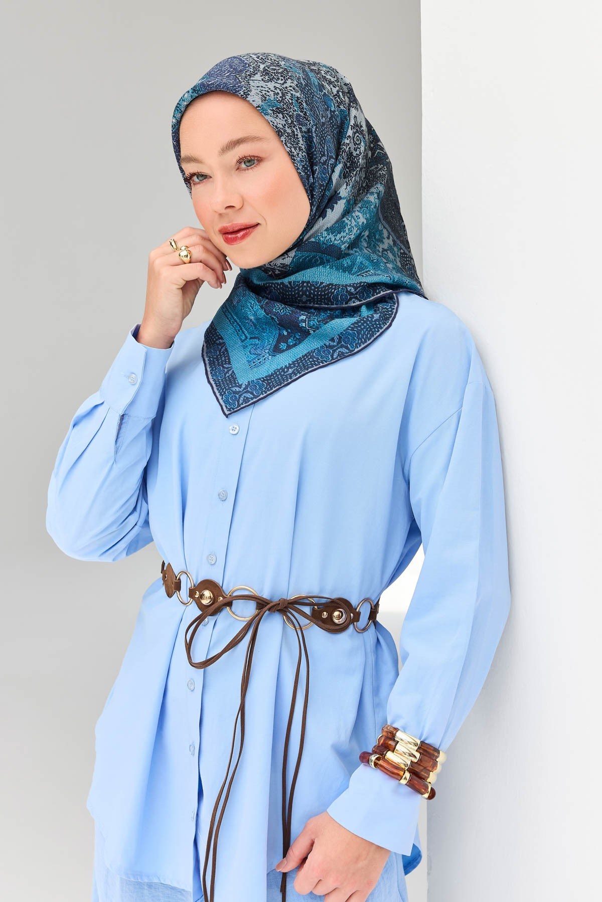 Monare Eşarp Modern Lacivert 90x90