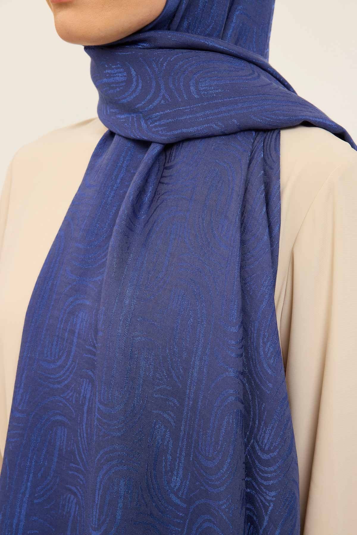 Naia Pamuk Şal Line Desen Saks