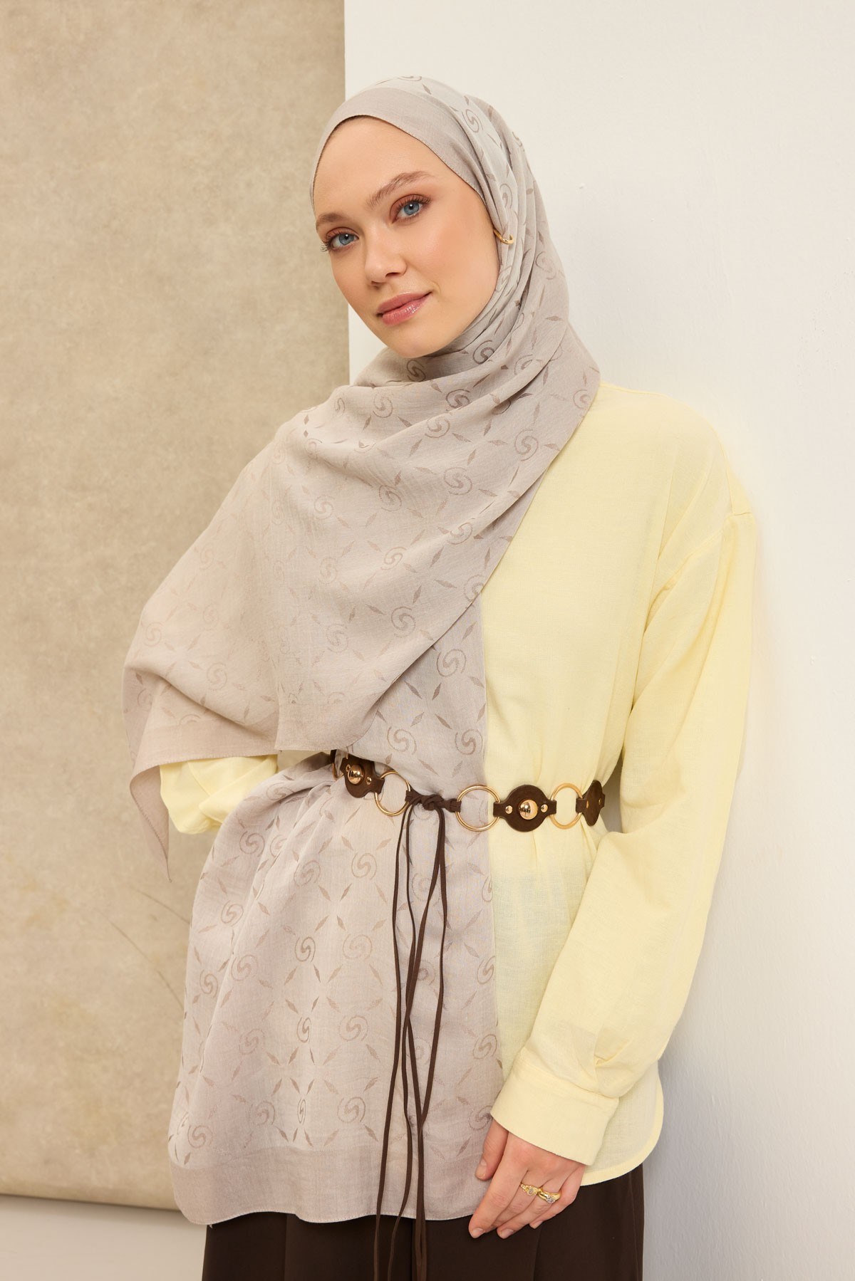 Naia Pamuk Şal Maxi Monogram Taş
