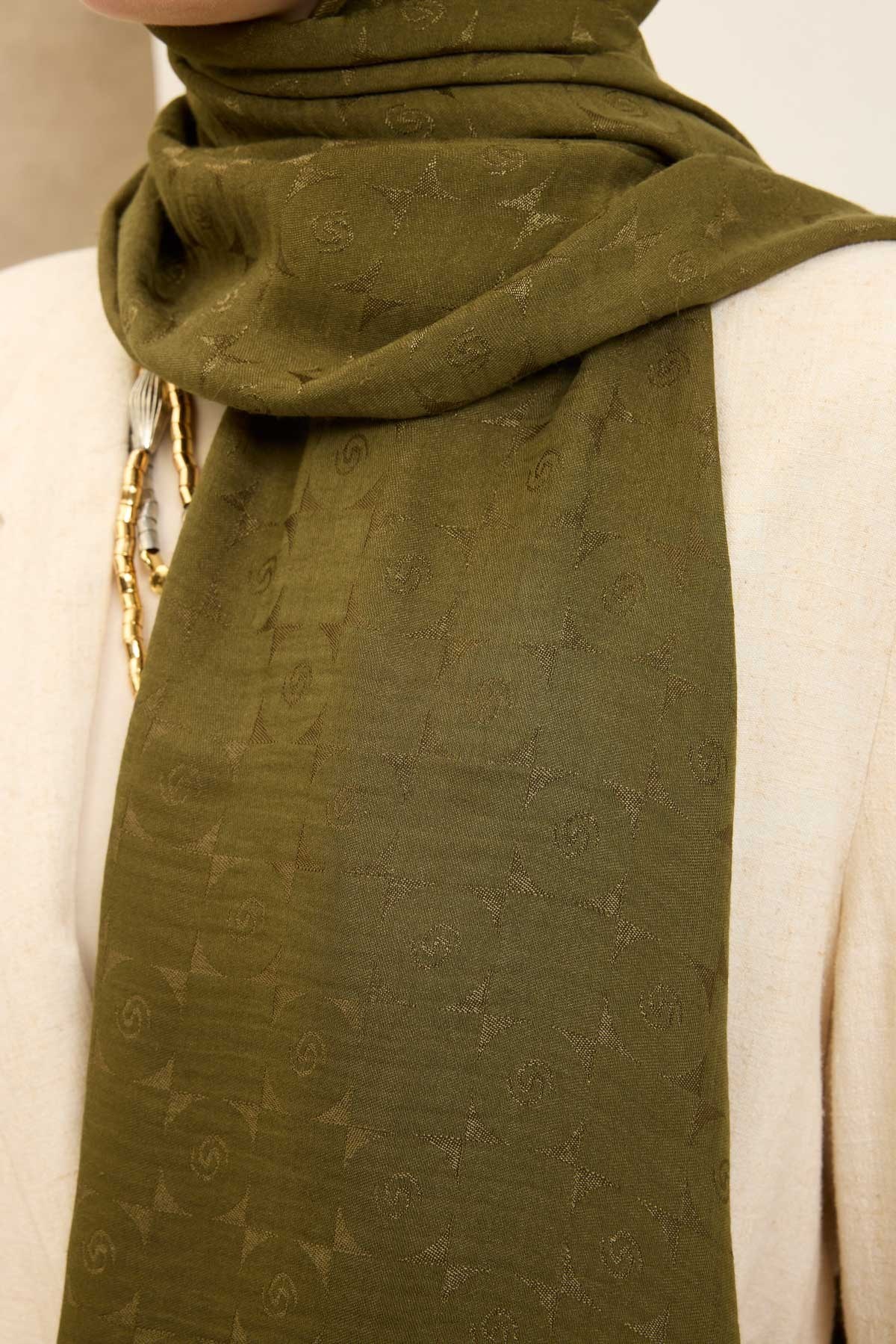 Naia Pamuk Şal Mini Monogram Yeşil