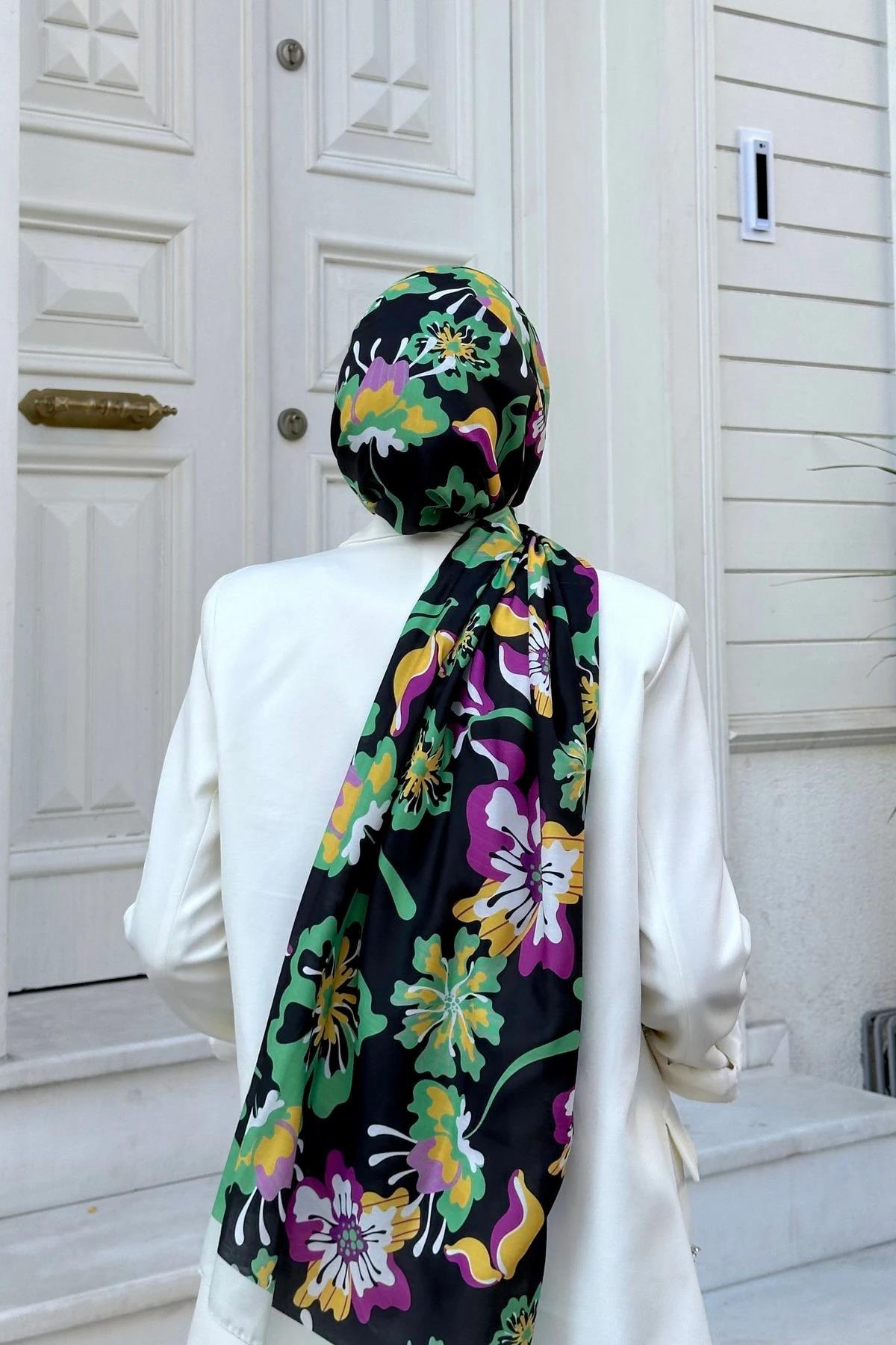 Nature Frezya Soft Şal Siyah Yeşil 3038-12