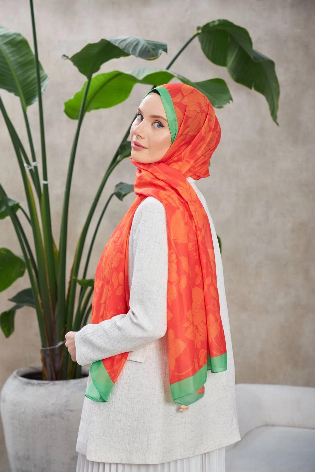 Nature Fulya Soft Şal Turuncu Yeşil 3041-05