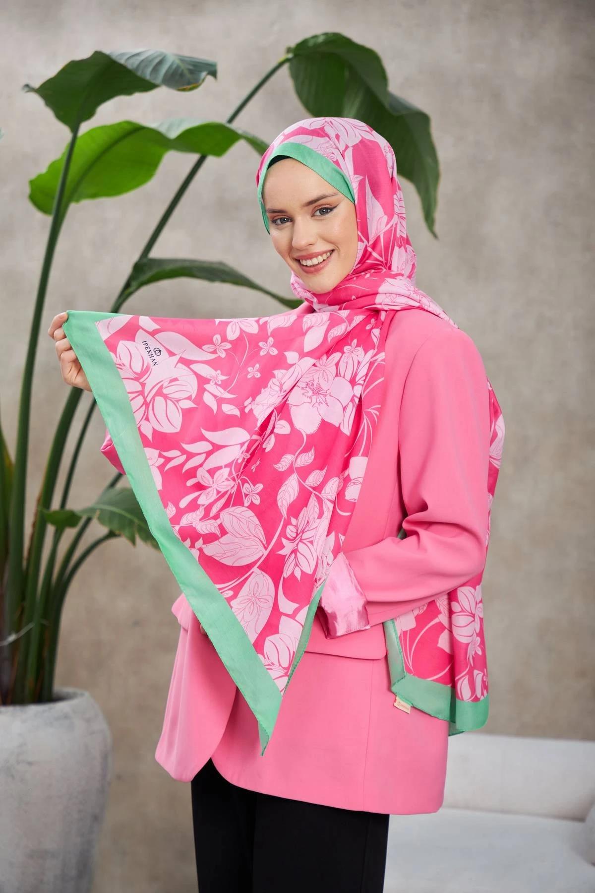 Nature Fulya Soft Şal Yeşil Pembe 3041-04