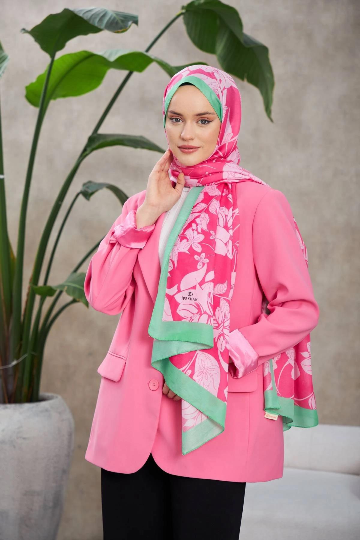 Nature Fulya Soft Şal Yeşil Pembe 3041-04