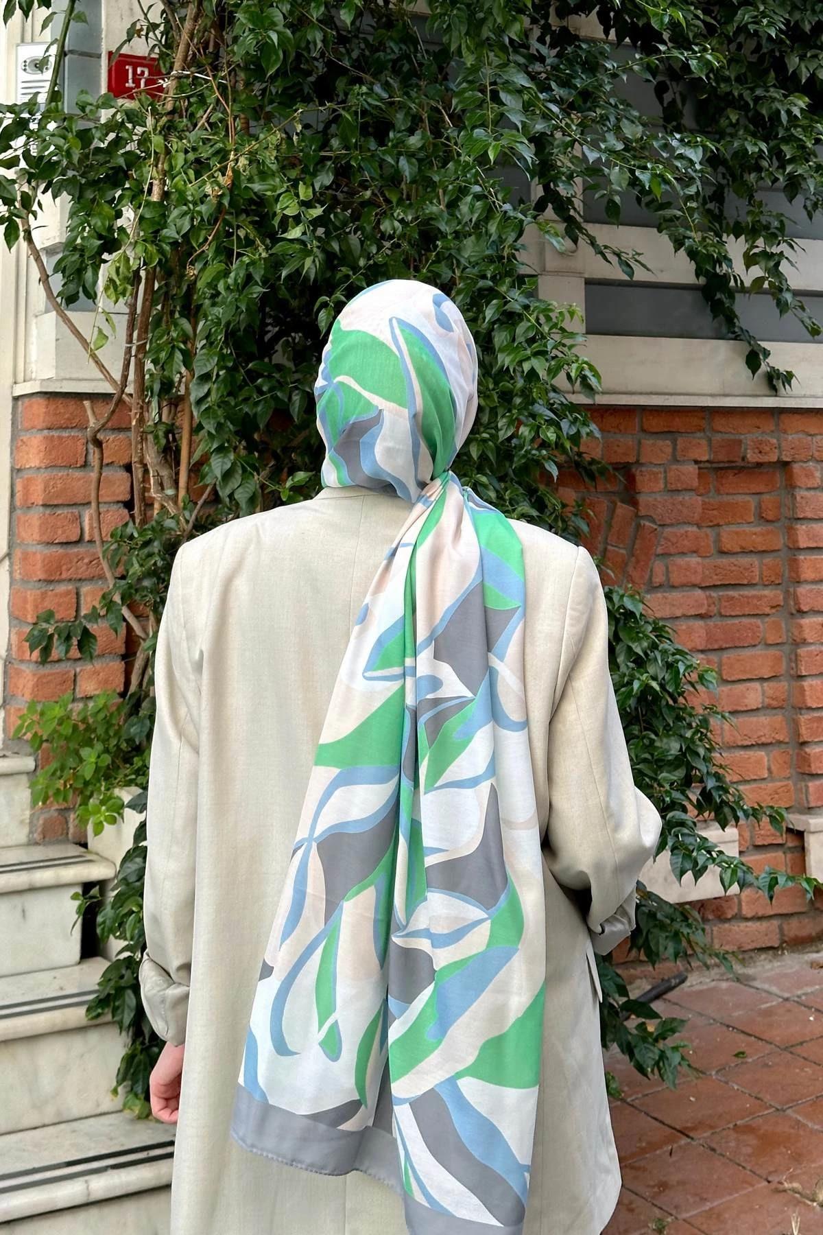 Nature Lilyum Soft Şal Yeşil Gri 3036-16