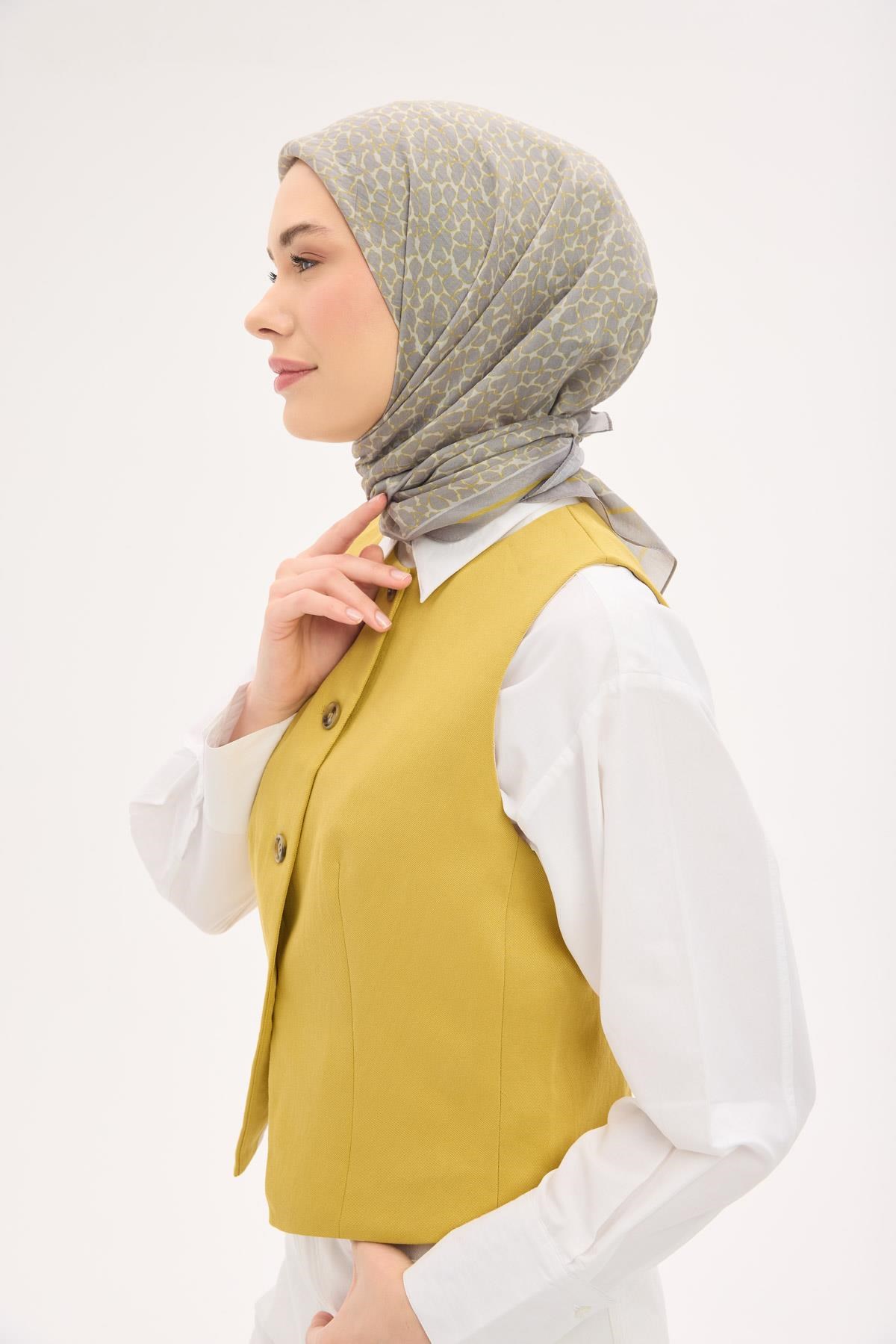 Olinda Eşarp Yonca Desen Açık Gri 90x90