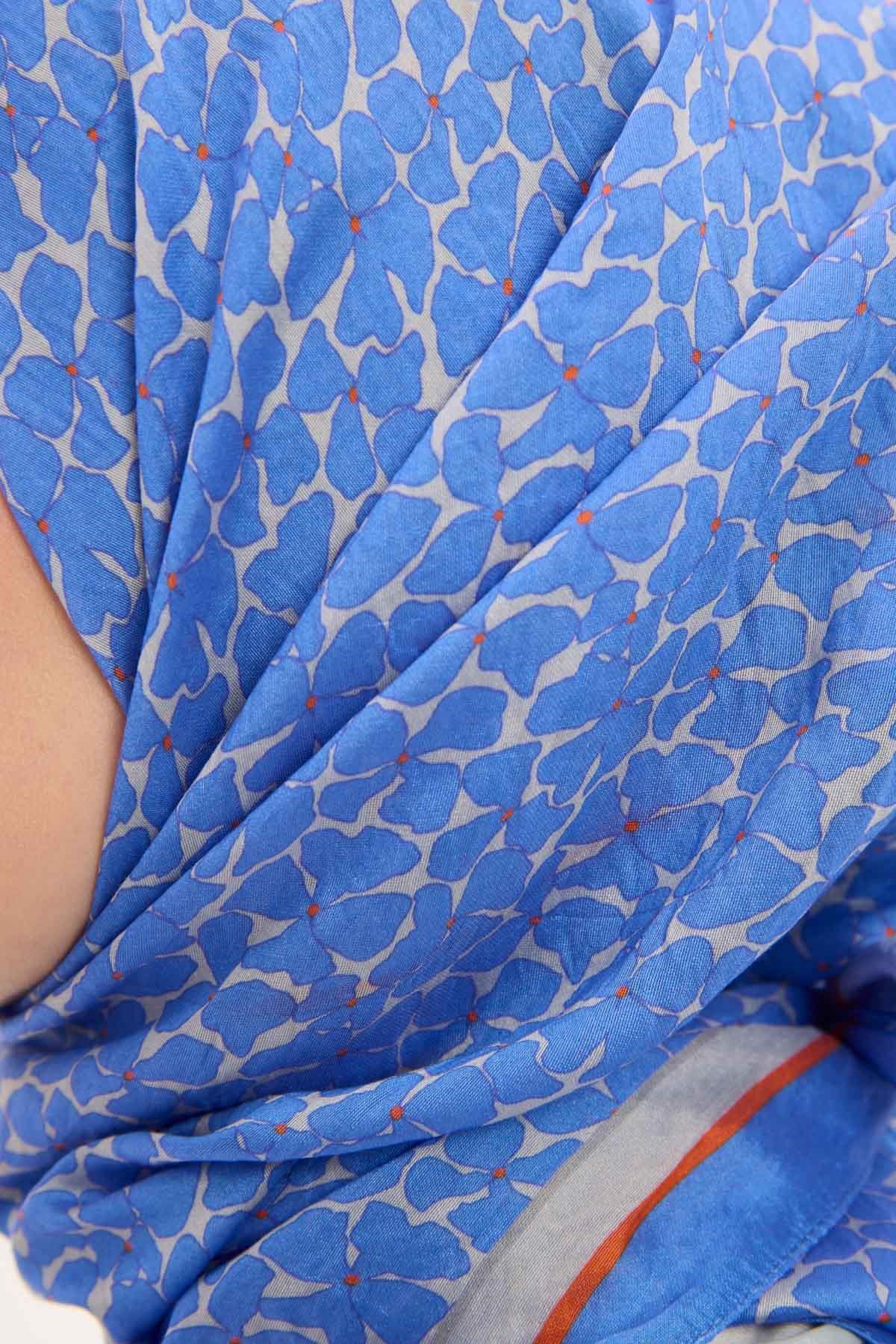 Olinda Eşarp Yonca Desen Gök Mavi 90x90