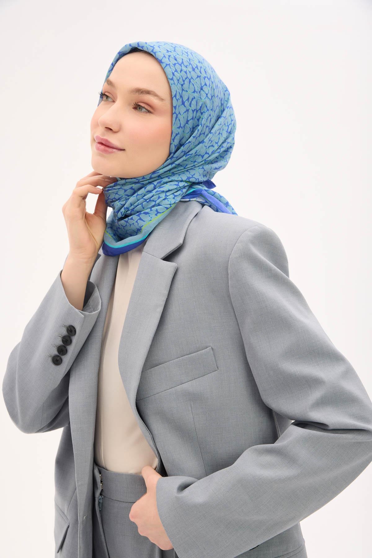 Olinda Eşarp Yonca Desen Gri 90x90