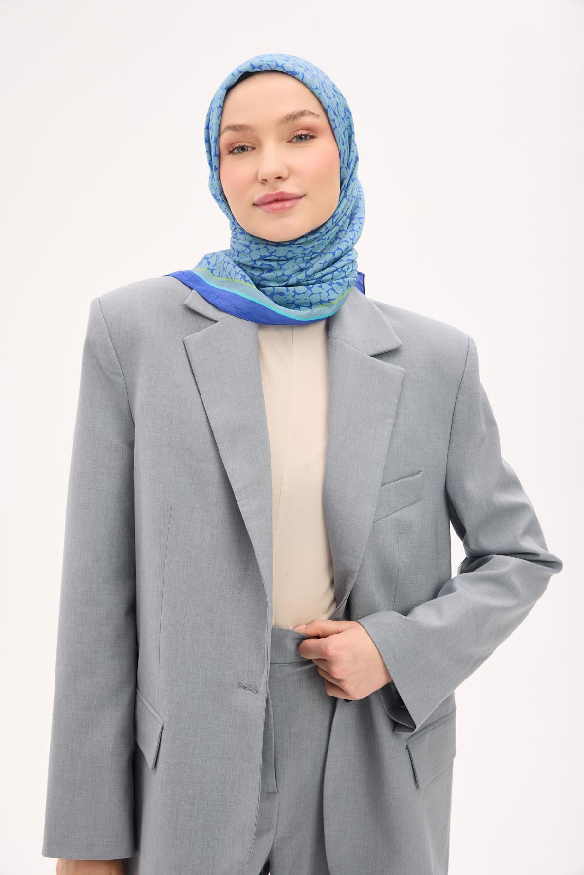 Olinda Eşarp Yonca Desen Gri 90x90