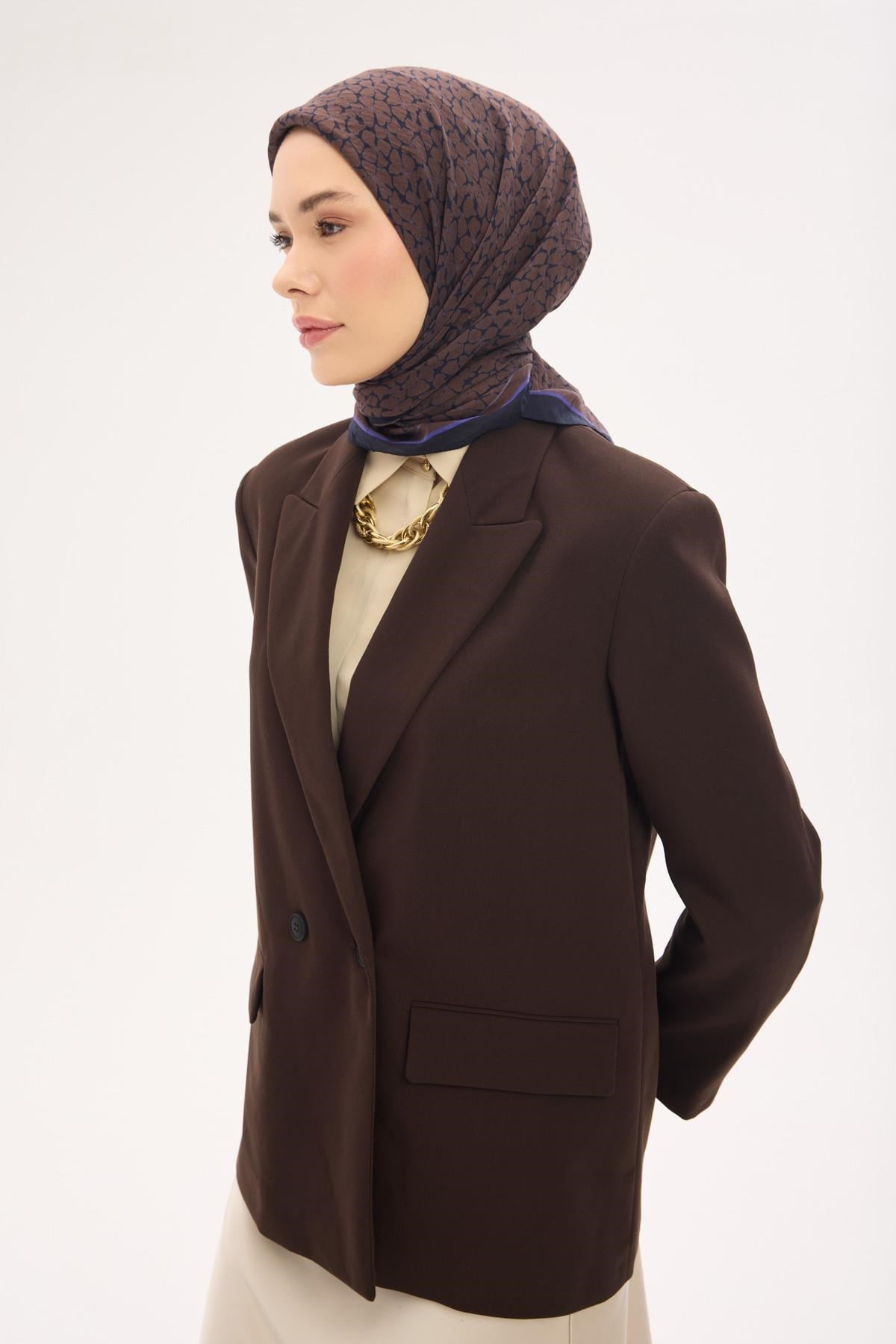 Olinda Eşarp Yonca Desen Soluk Siyah 90x90