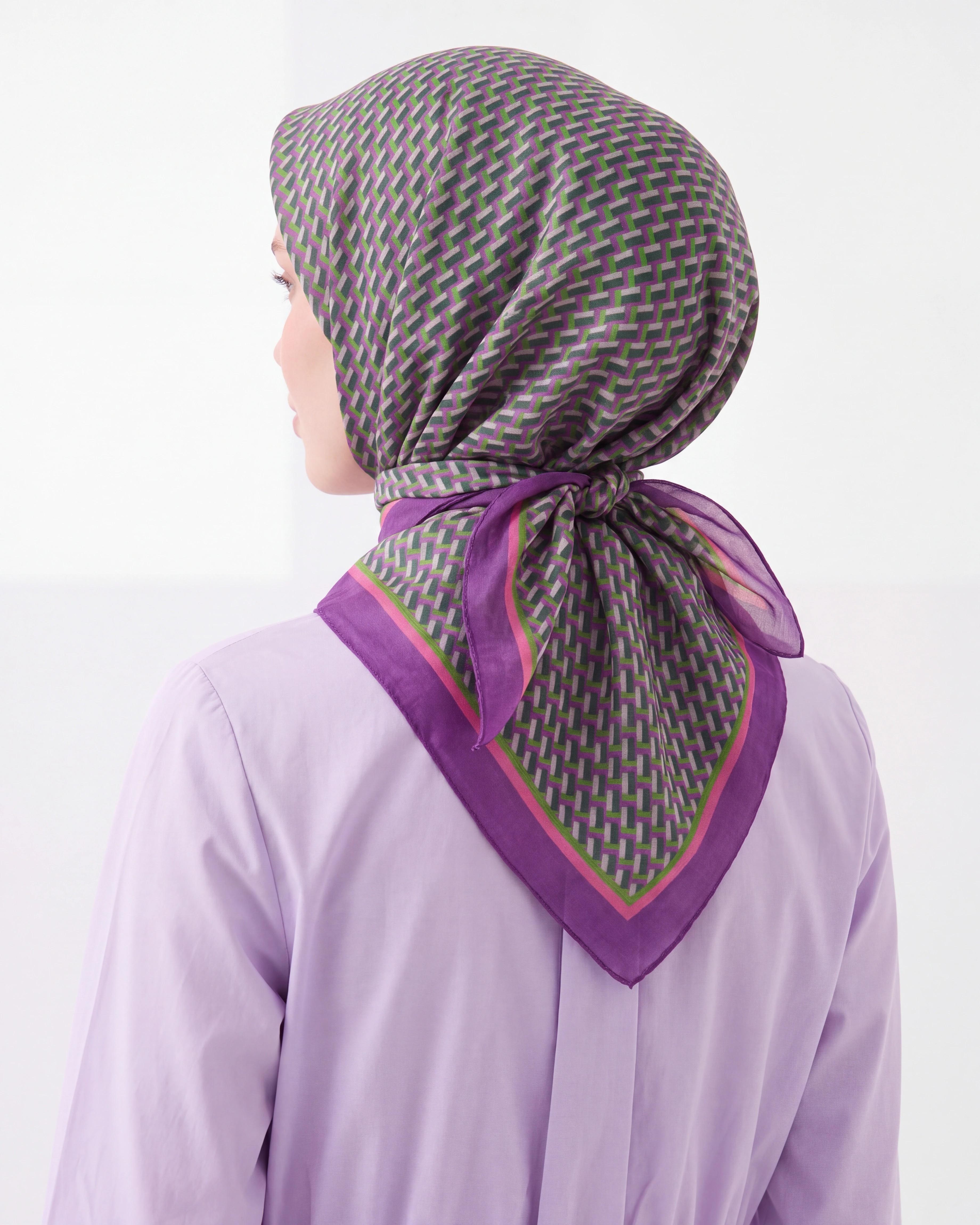 Olinda İpek Eşarp Herringbone Mor