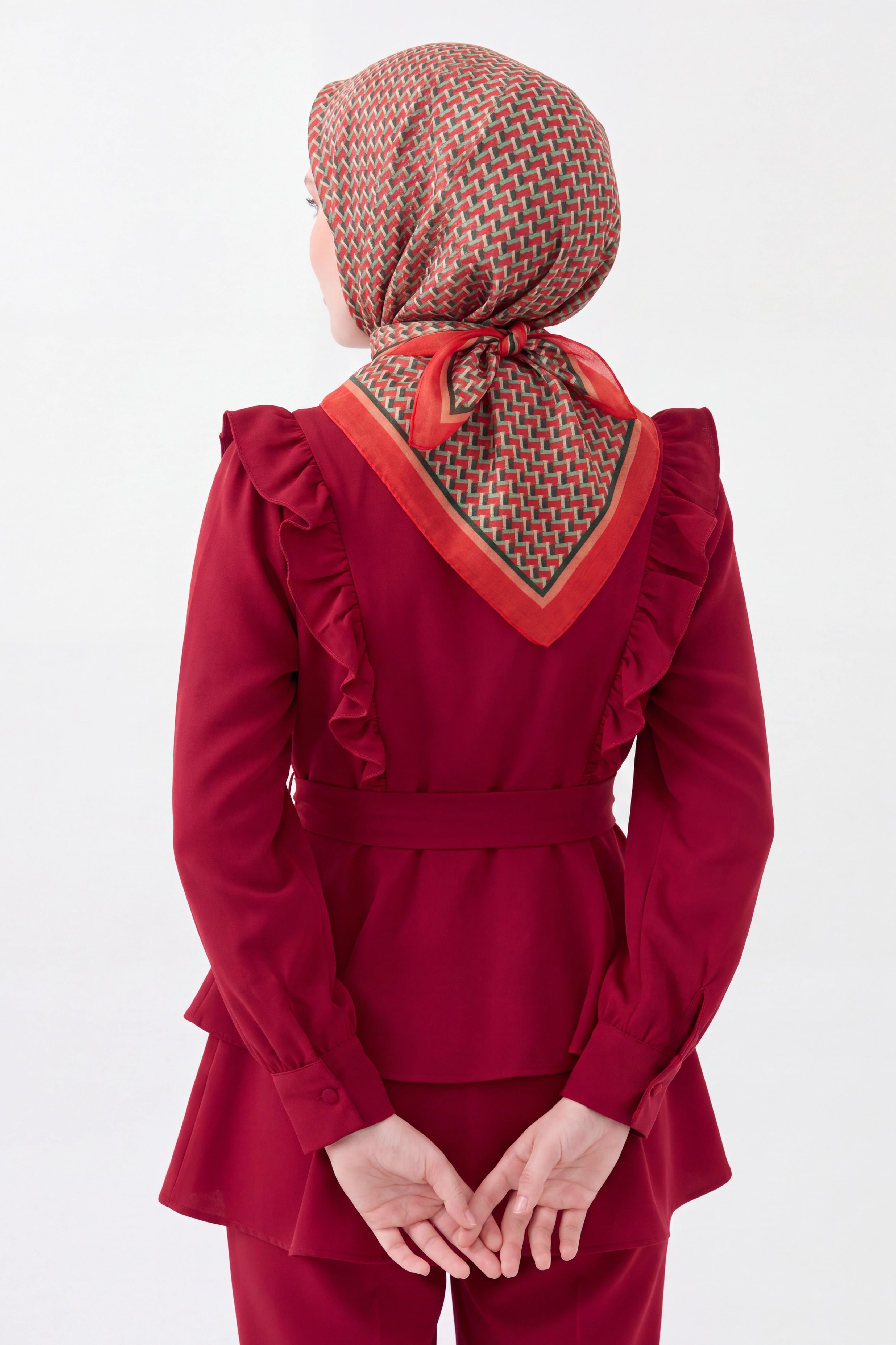 Olinda İpek Eşarp Herringbone Narçiçeği