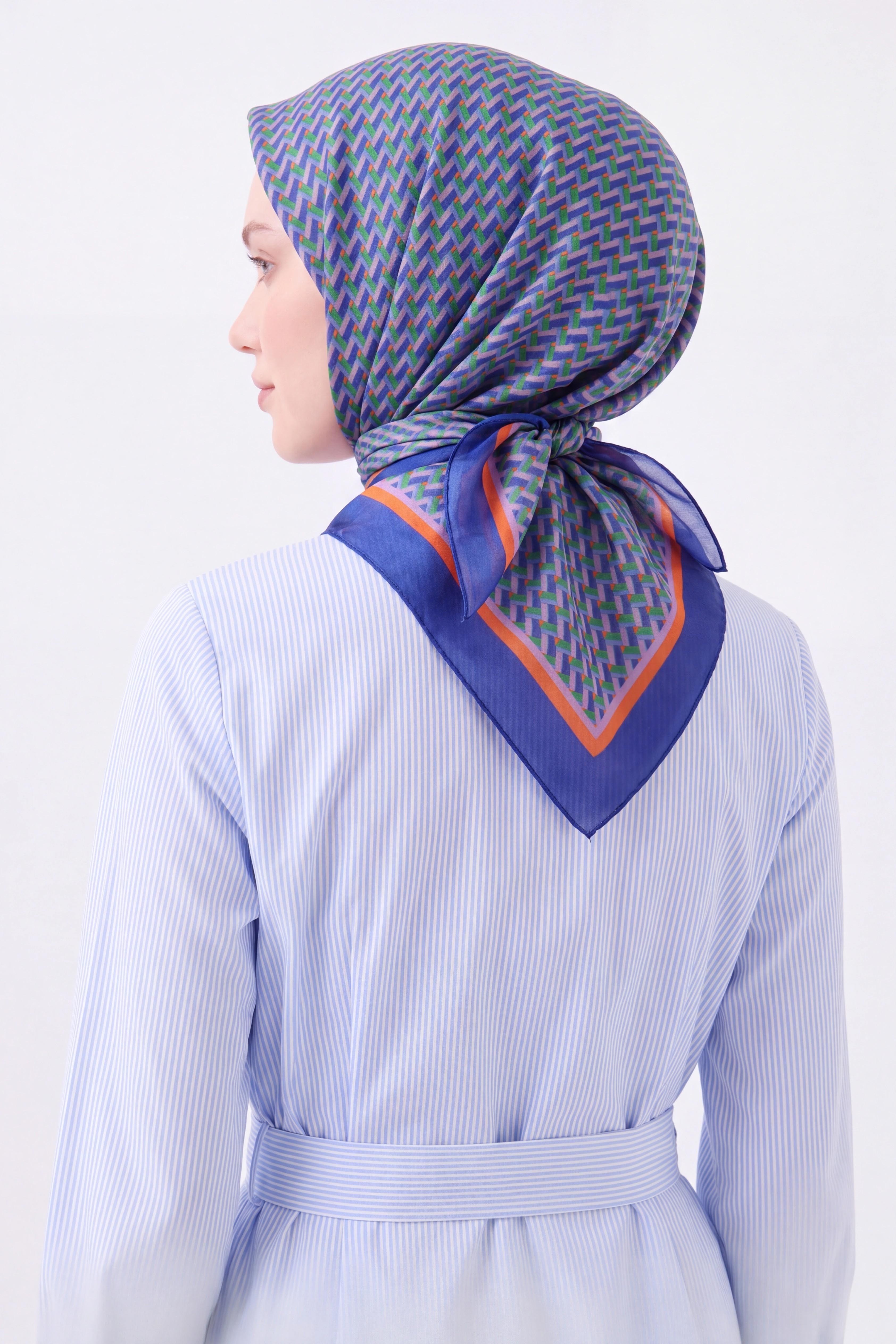 Olinda İpek Eşarp Herringbone Saks
