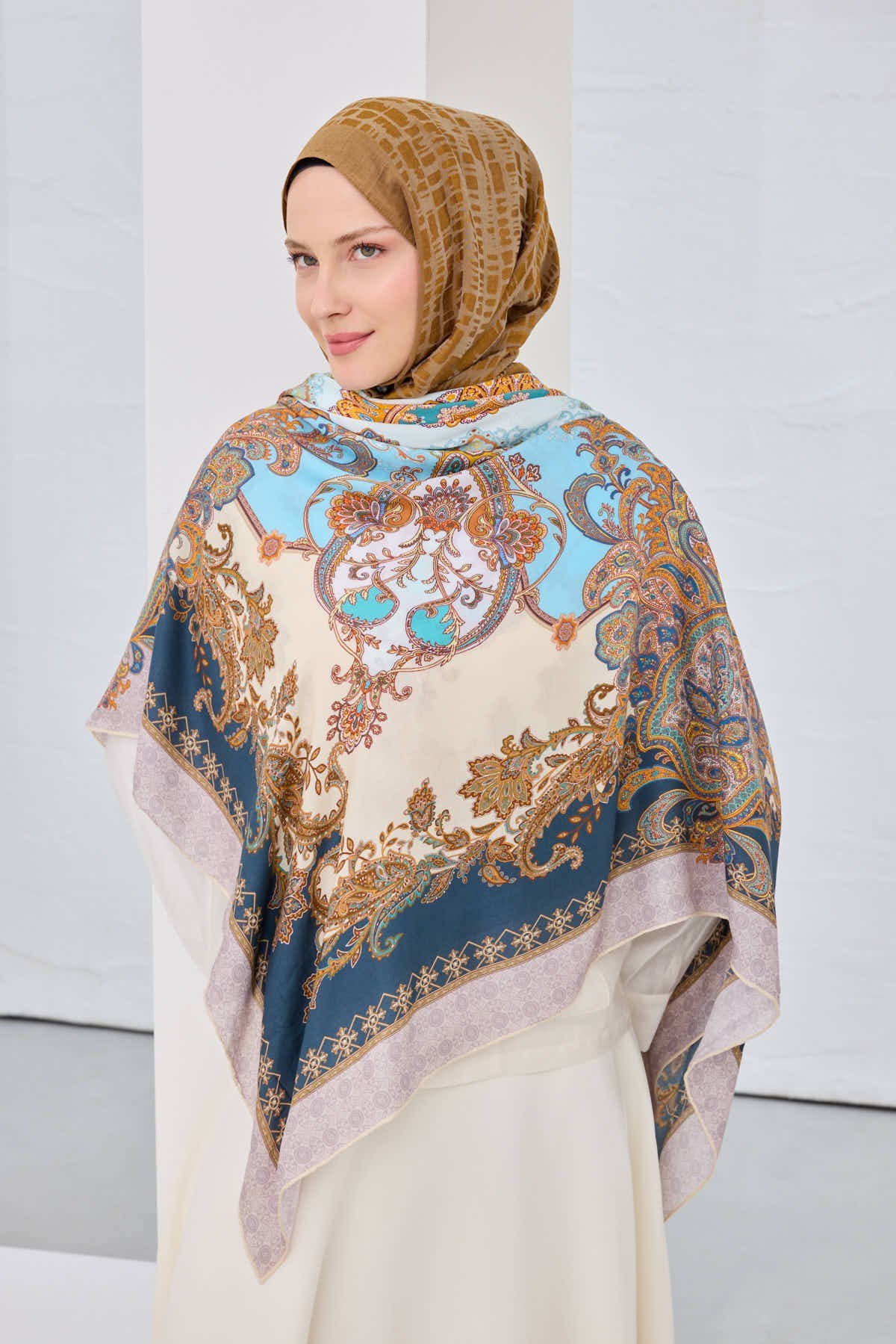Omuz Şalı Ottoman Design Petrol Mavisi