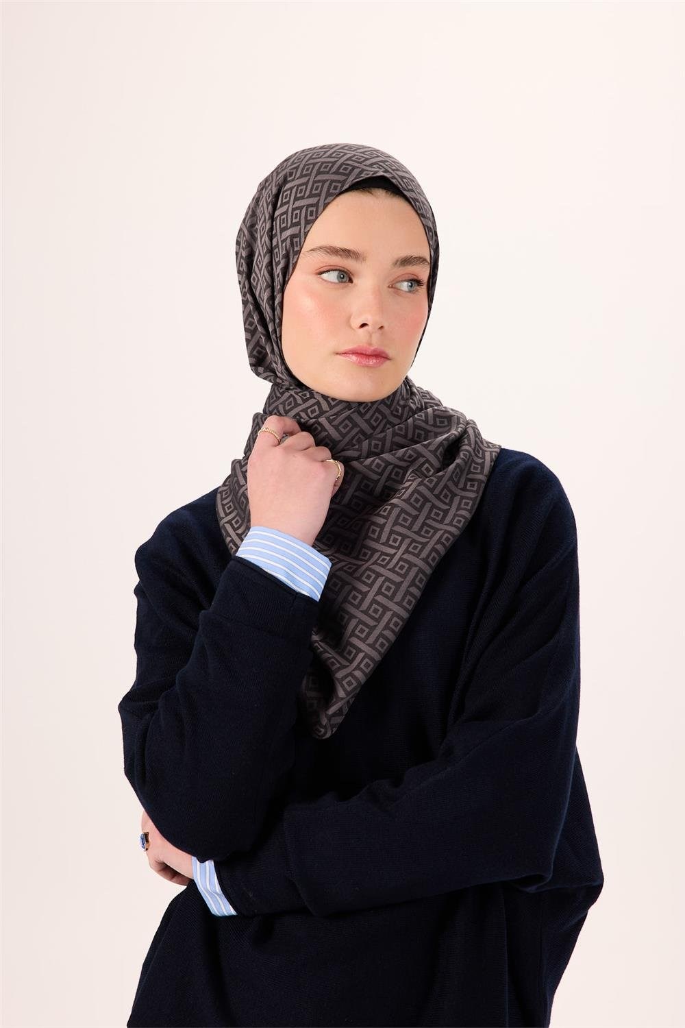 Pamuk Polyester Liva Şal Füme Desenli Dokulu Nefes Alan 90X200