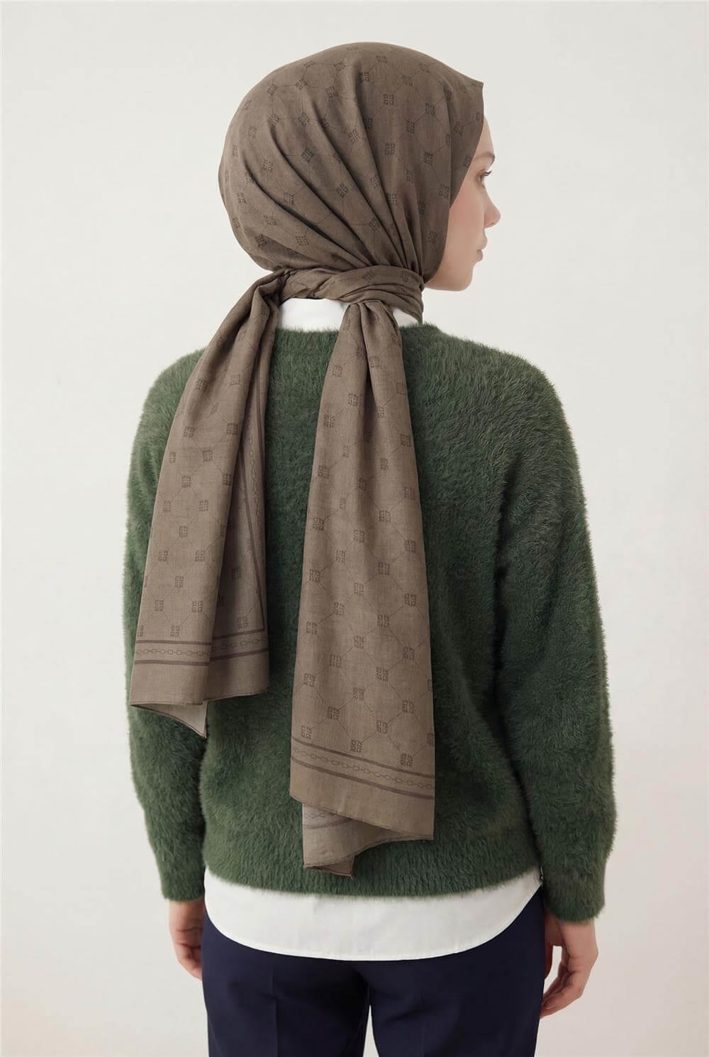 Pamuk Polyester Liva Şal Haki Nefes Alan Dokulu 90x200