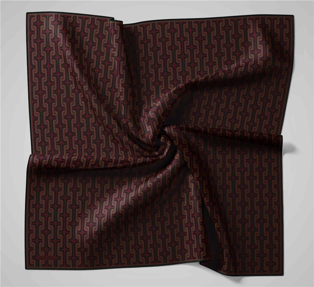 Pamuk Polyester Soft Eşarp Geometrik Desen Canlı Kırmızı 90x90