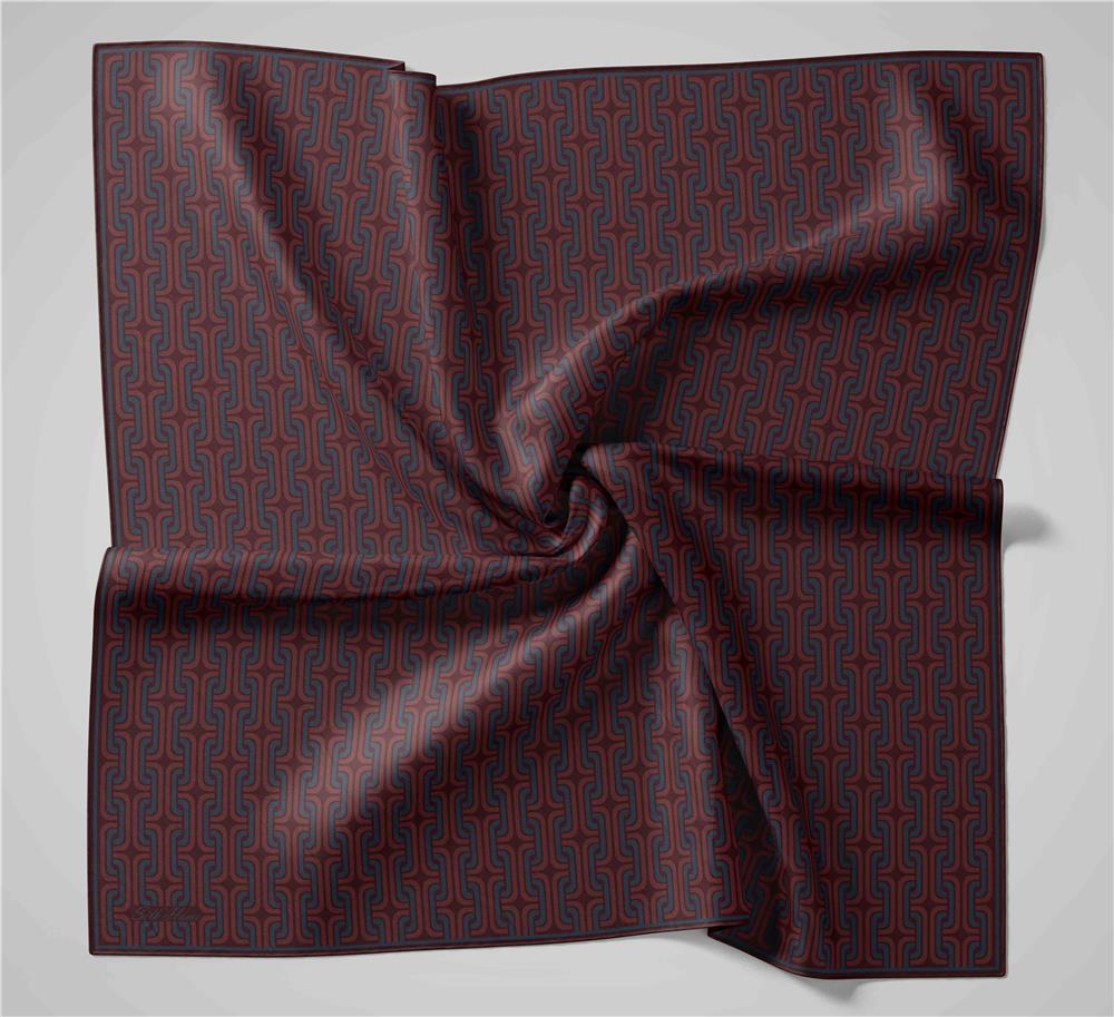 Pamuk Polyester Soft Eşarp Geometrik Desen Kiremit 90x90