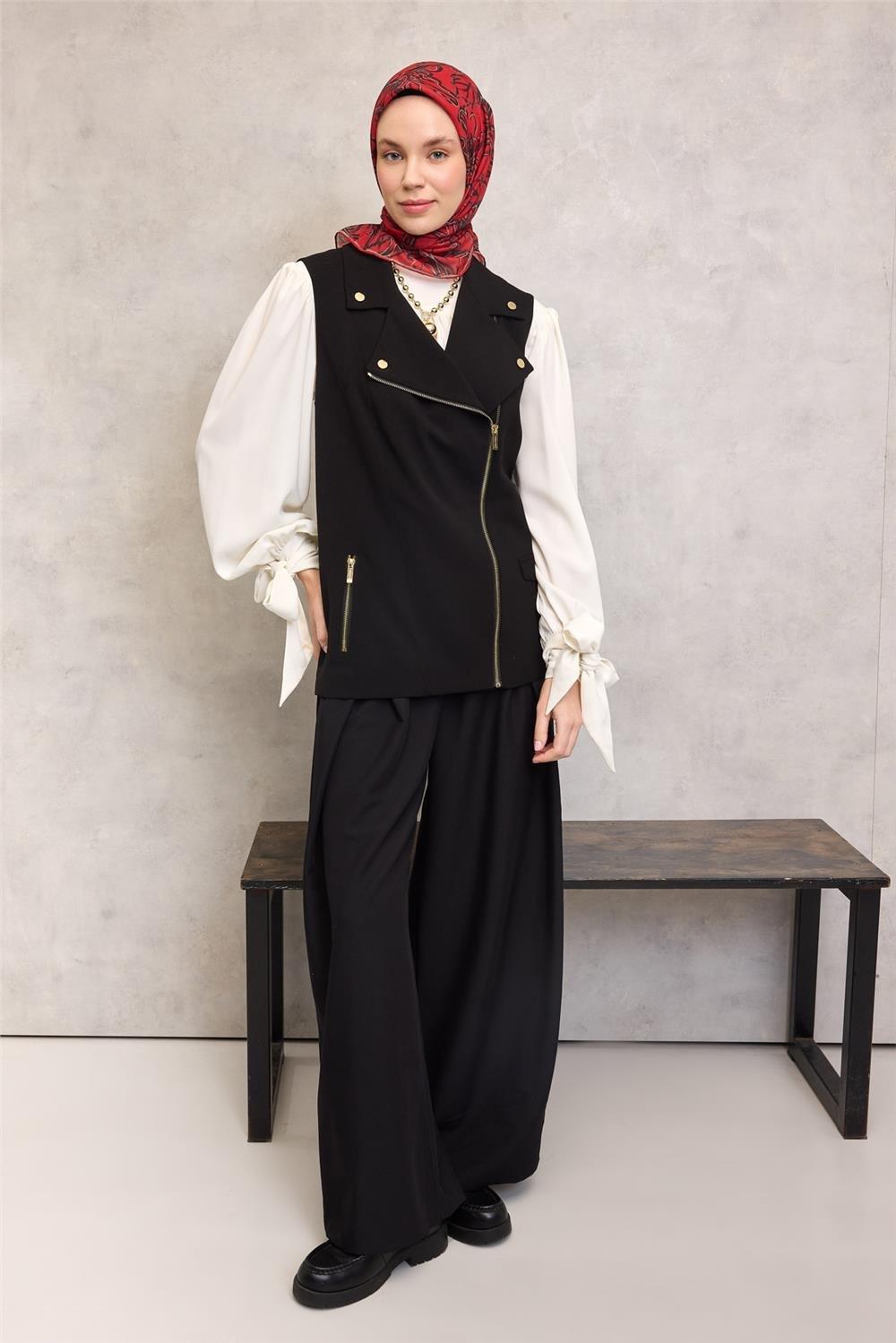 Pamuk Polyester Soft Eşarp Kırmızı Zemin Vizon-Siyah Lilyum Desenli Kaymaz Tok Duruşlu 90x90