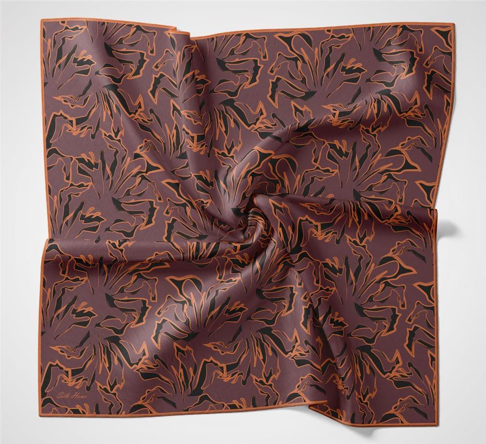 Pamuk Polyester Soft Eşarp Açık Mürdüm Soyut Desenli Tok Duruşlu 90x90