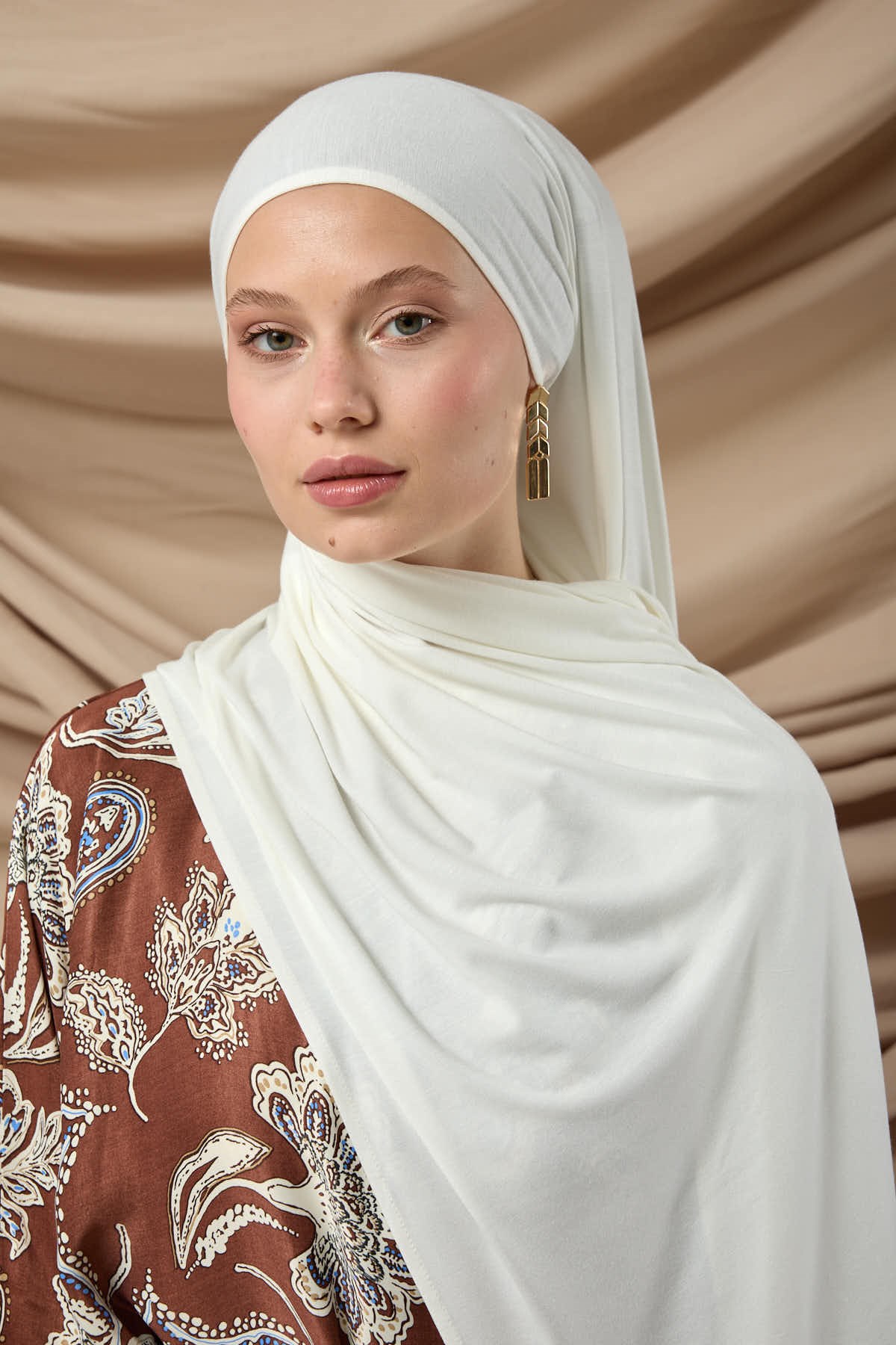 Premium Penye Şal 65002-05 Krem
