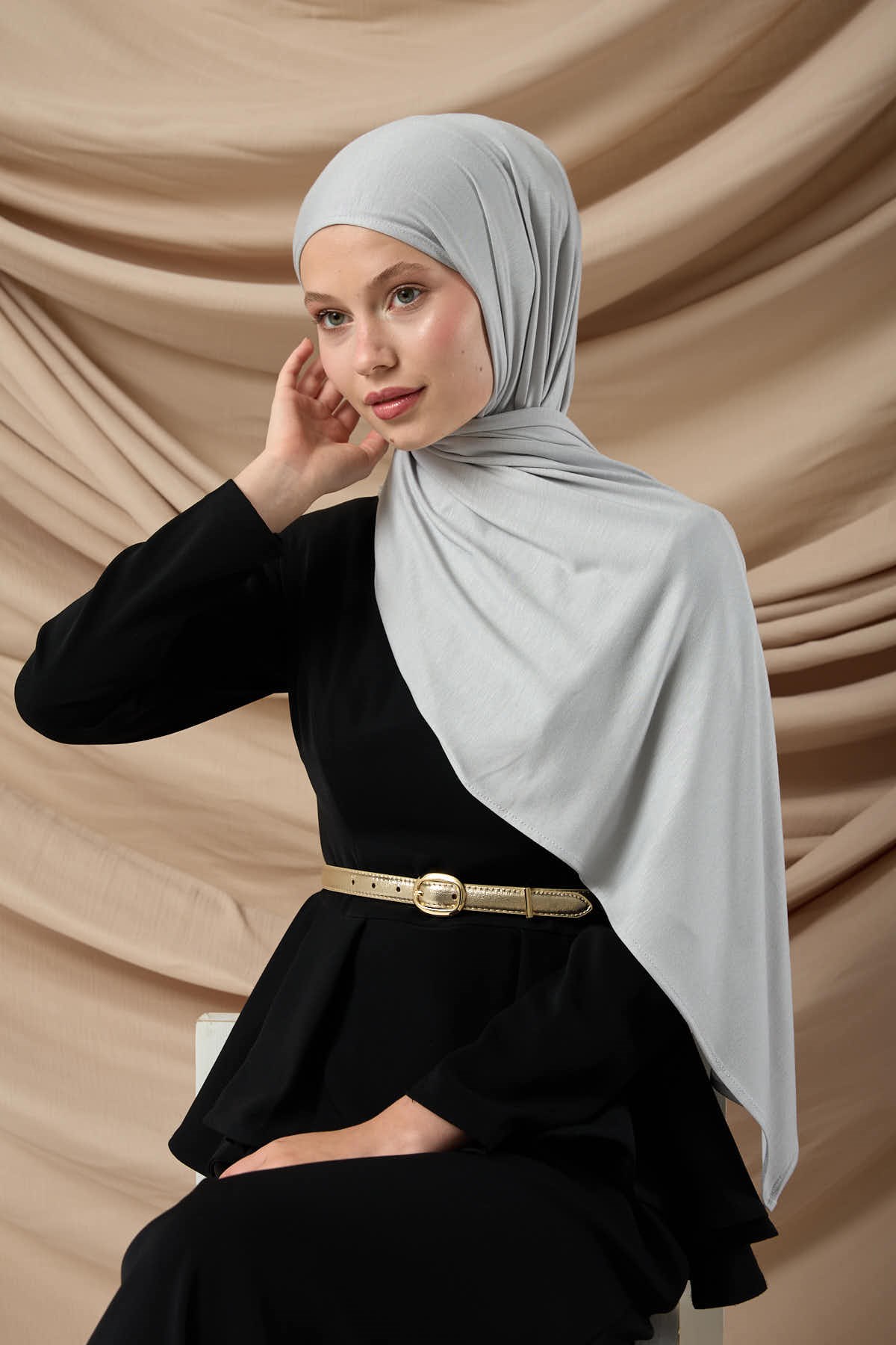 Premium Penye Şal 65002-28 Açık Gri