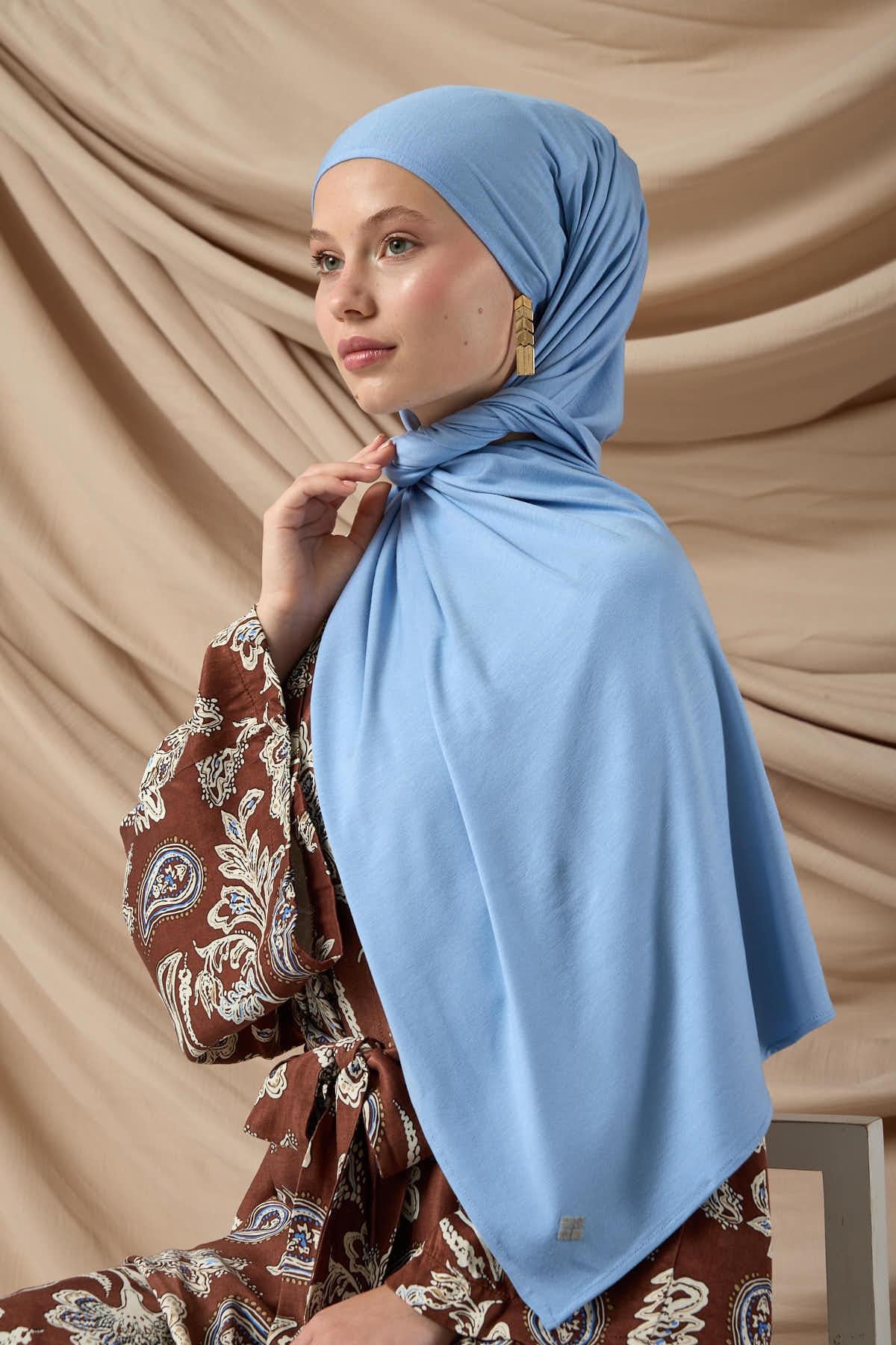 Premium Penye Şal 65002-30 Bebe Mavi