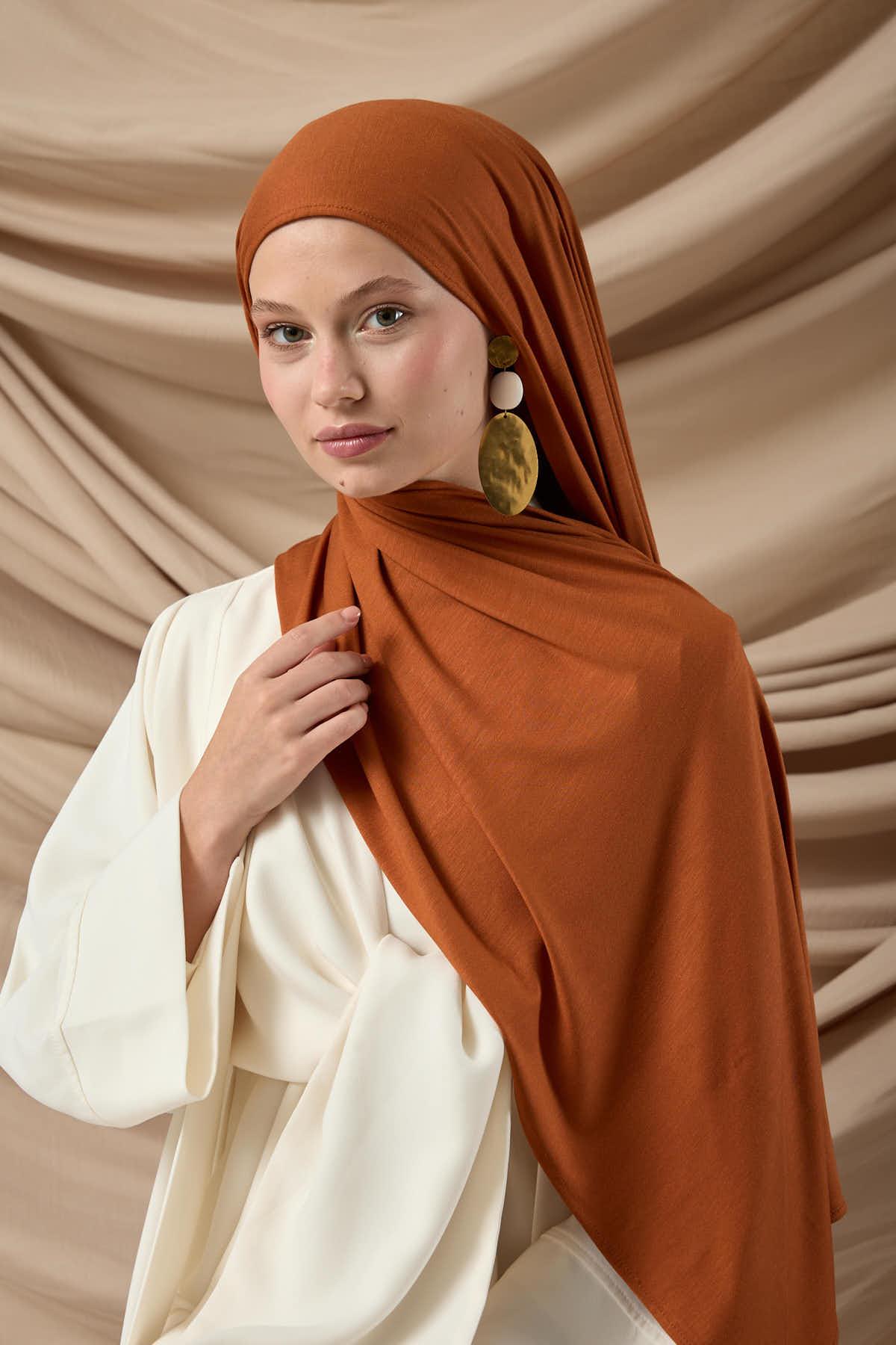 Premium Penye Şal 65002-32 Kiremit