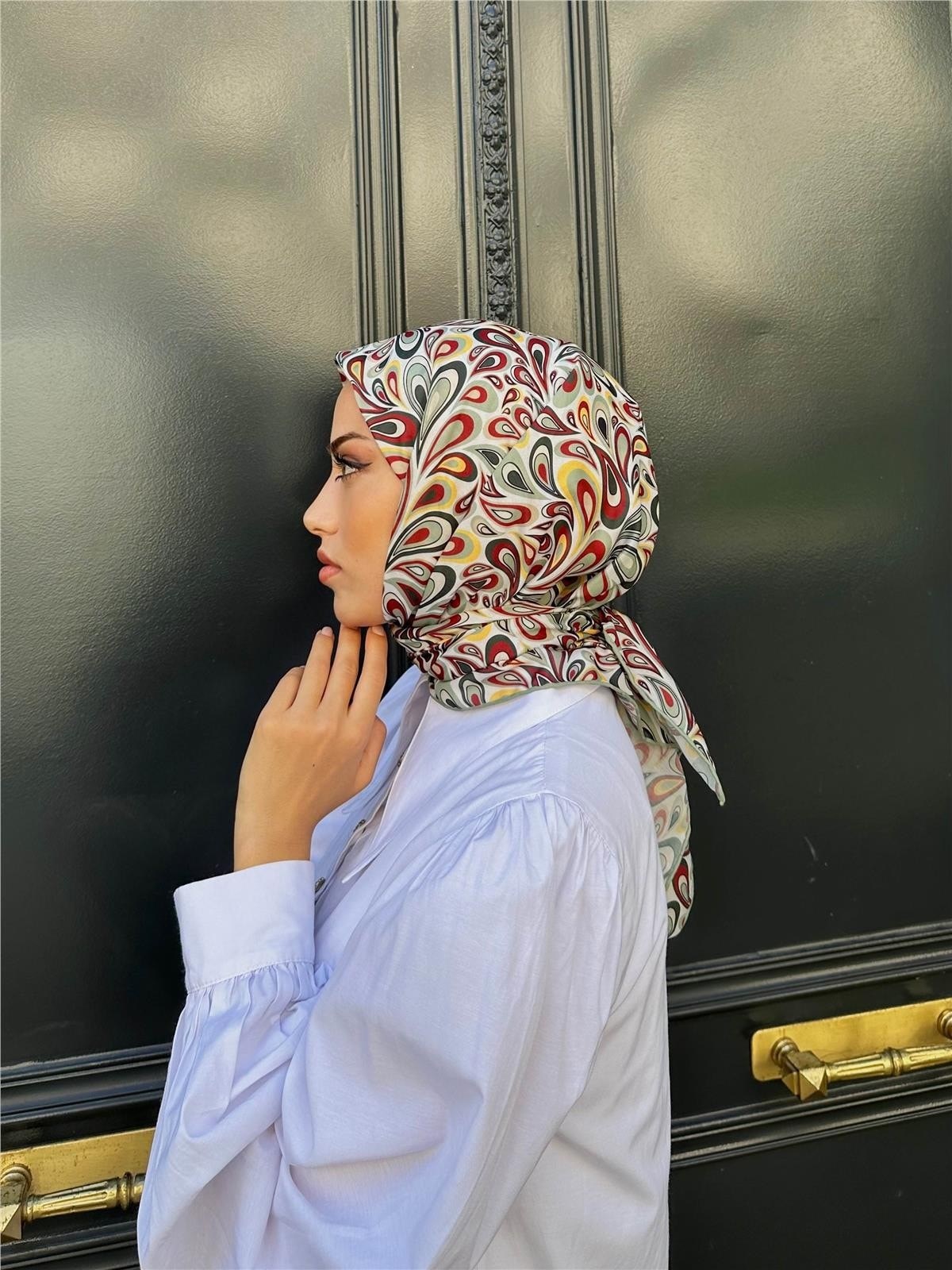 Relax Ebruli Soft Eşarp Su Yeşili Beyaz 1147-06
