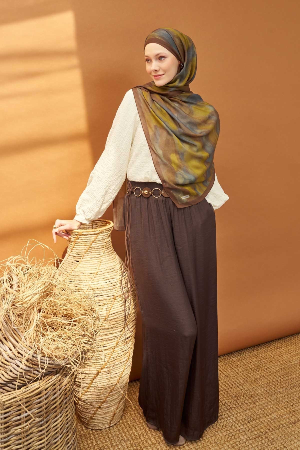 Riva Şal Tencel Cloud Zeytin Yeşili