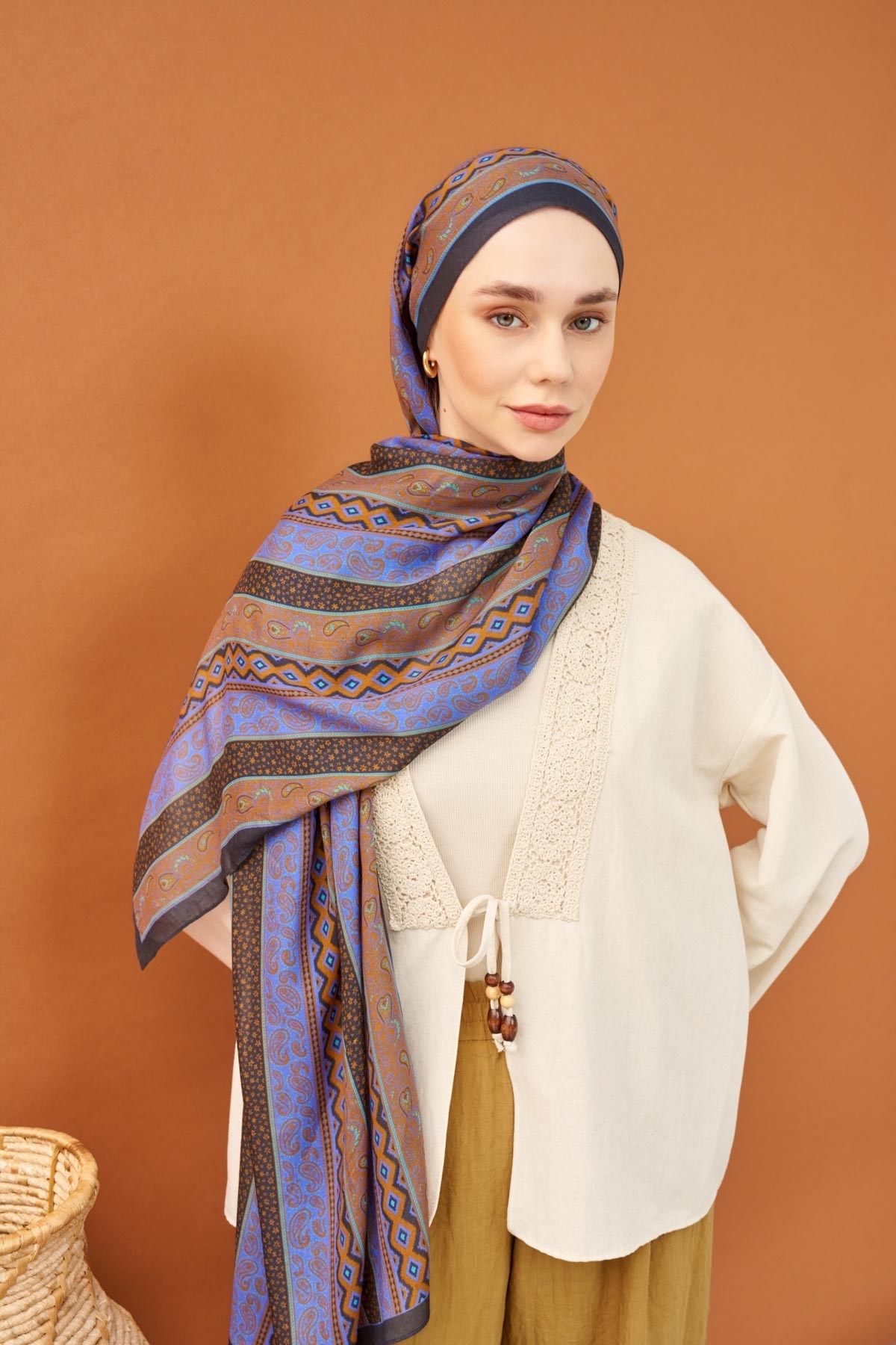 Riva Şal Tencel Ethnic Way Antrasit