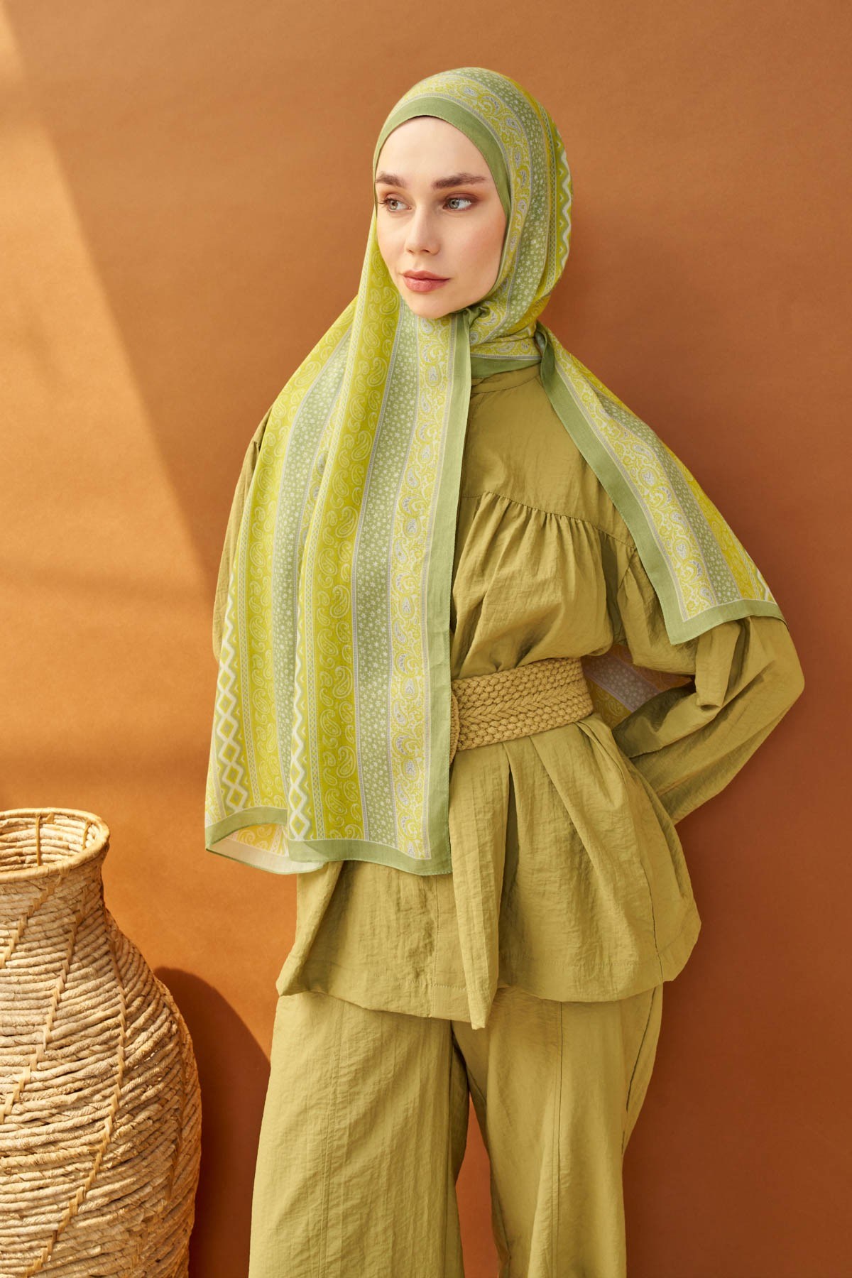 Riva Şal Tencel Ethnic Way Sarı