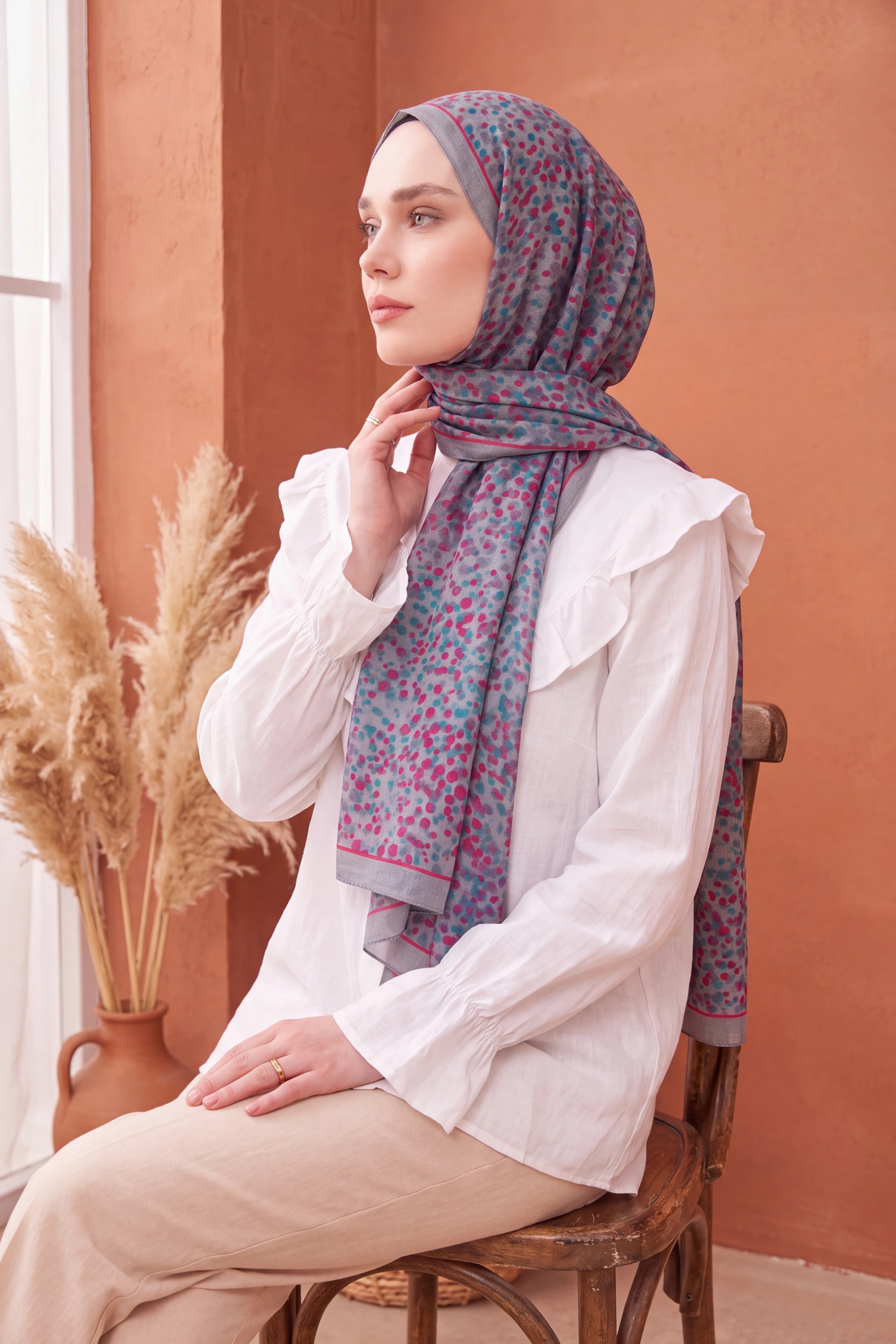 Riva Şal Tencel Secret Garden Gümüş