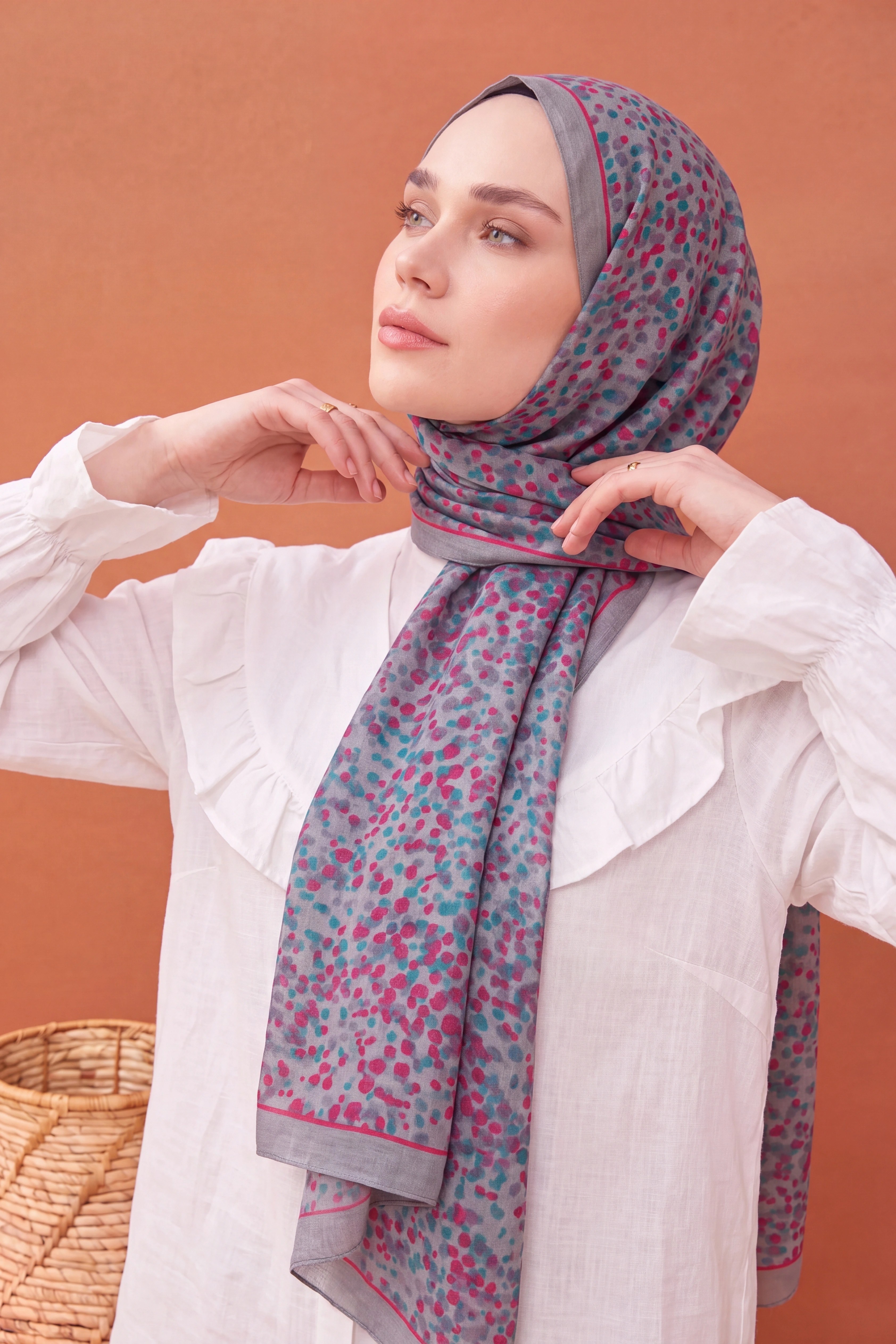 Riva Şal Tencel Secret Garden Gümüş